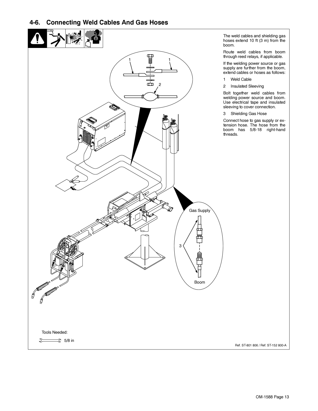 Miller Electric DS-64M Swingarc manual Connecting Weld Cables And Gas Hoses 