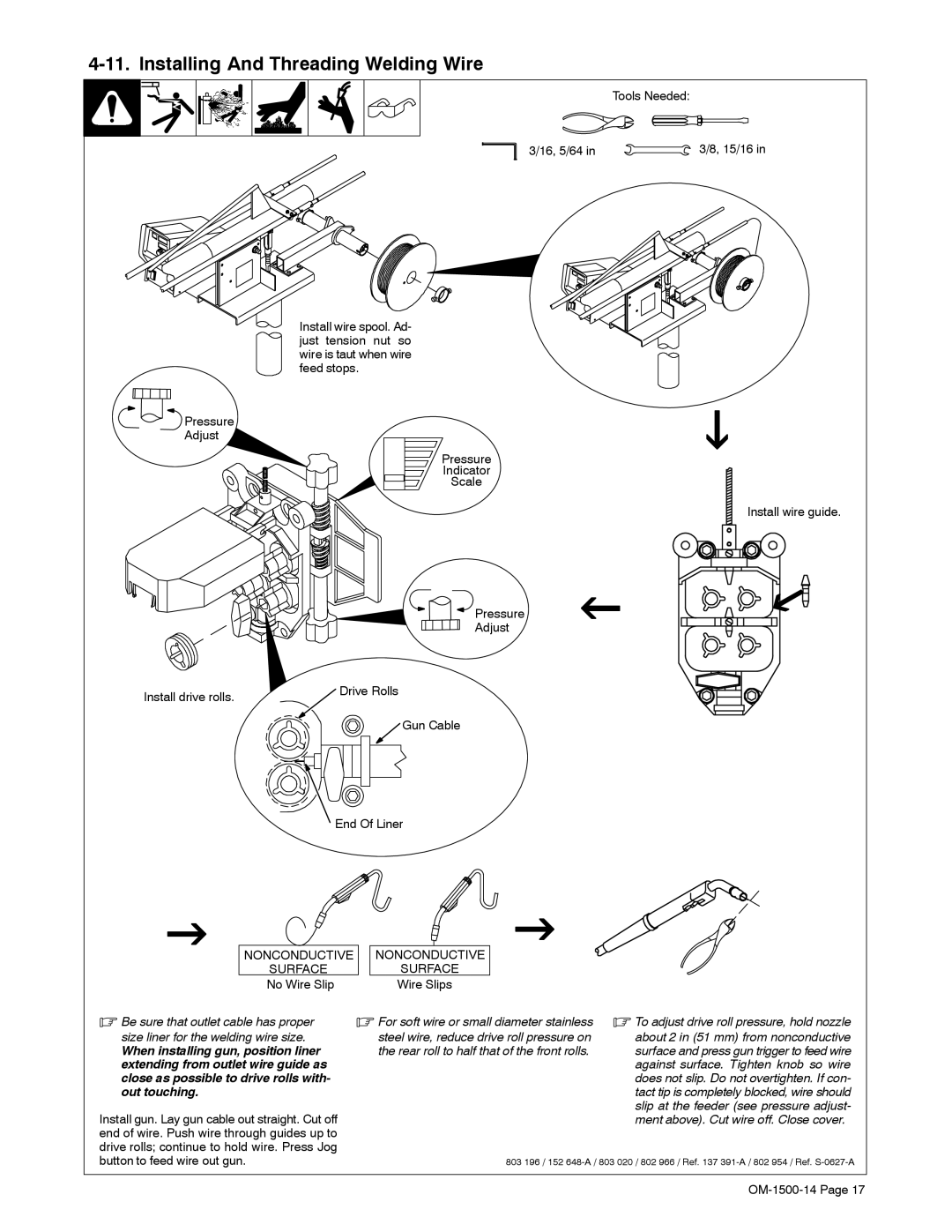 Miller Electric and DS-74DX16, DS-74DX12 manual Installing And Threading Welding Wire, Against surface. Tighten knob so wire 