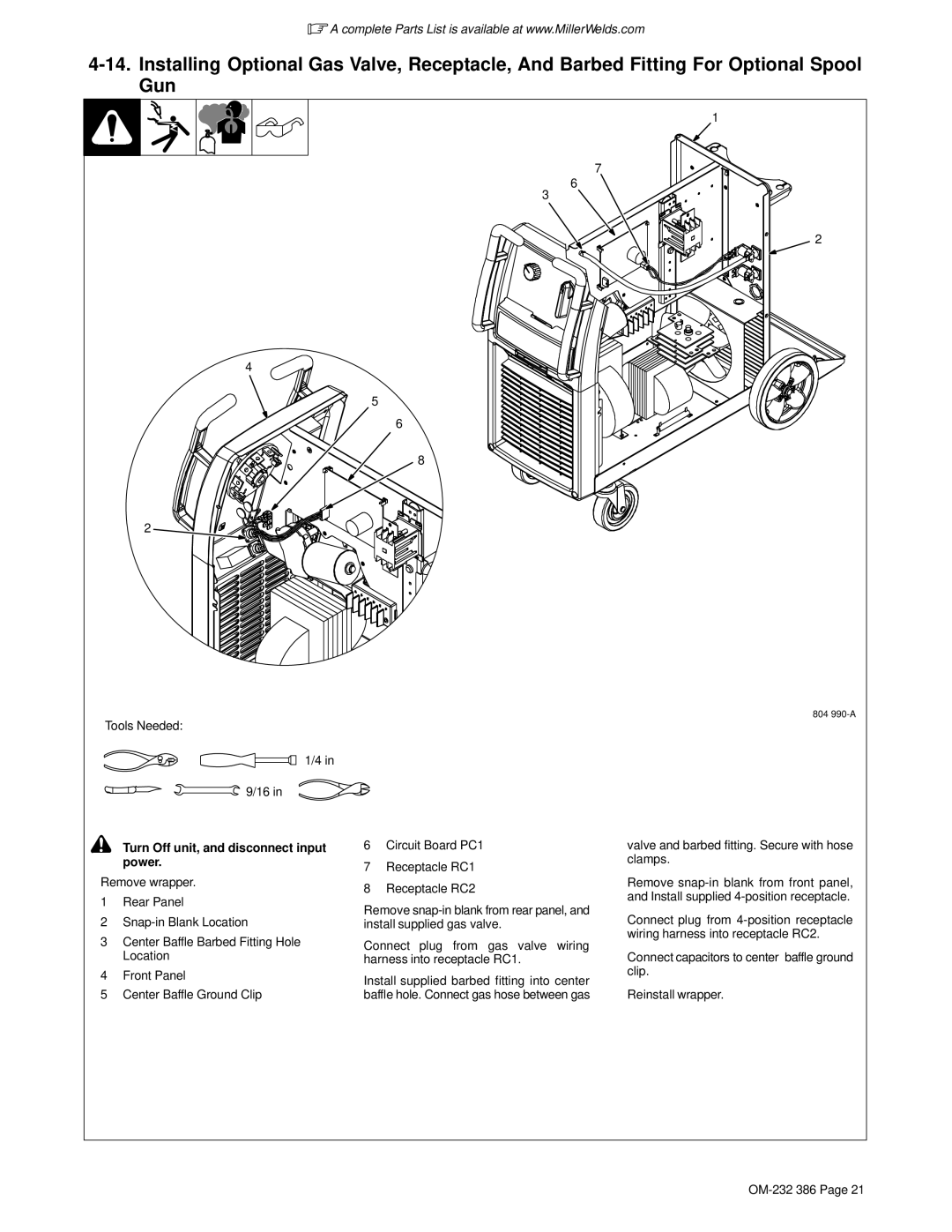 Miller Electric DVI-2 R manual Turn Off unit, and disconnect input power 