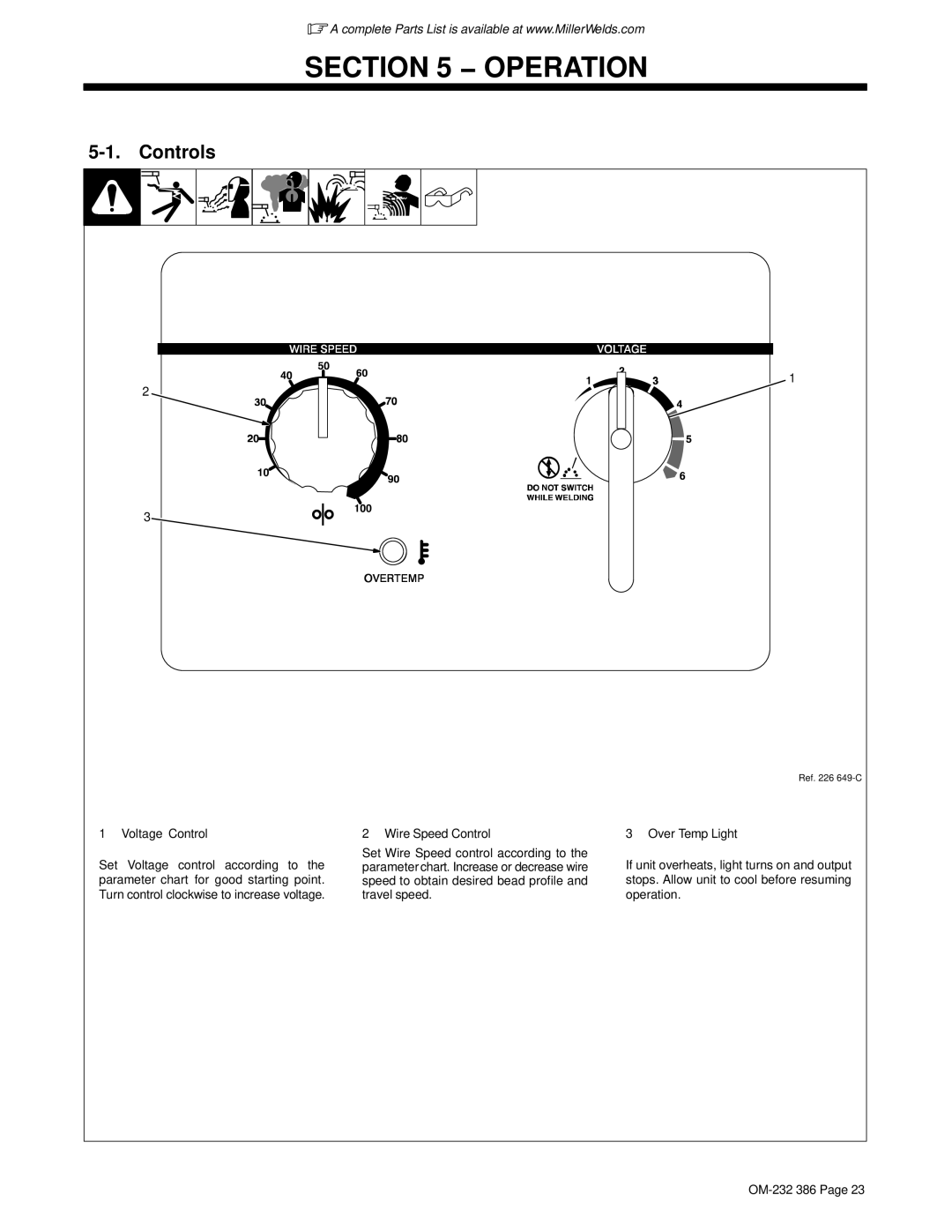 Miller Electric DVI-2 R manual Operation, Controls, Voltage Control 