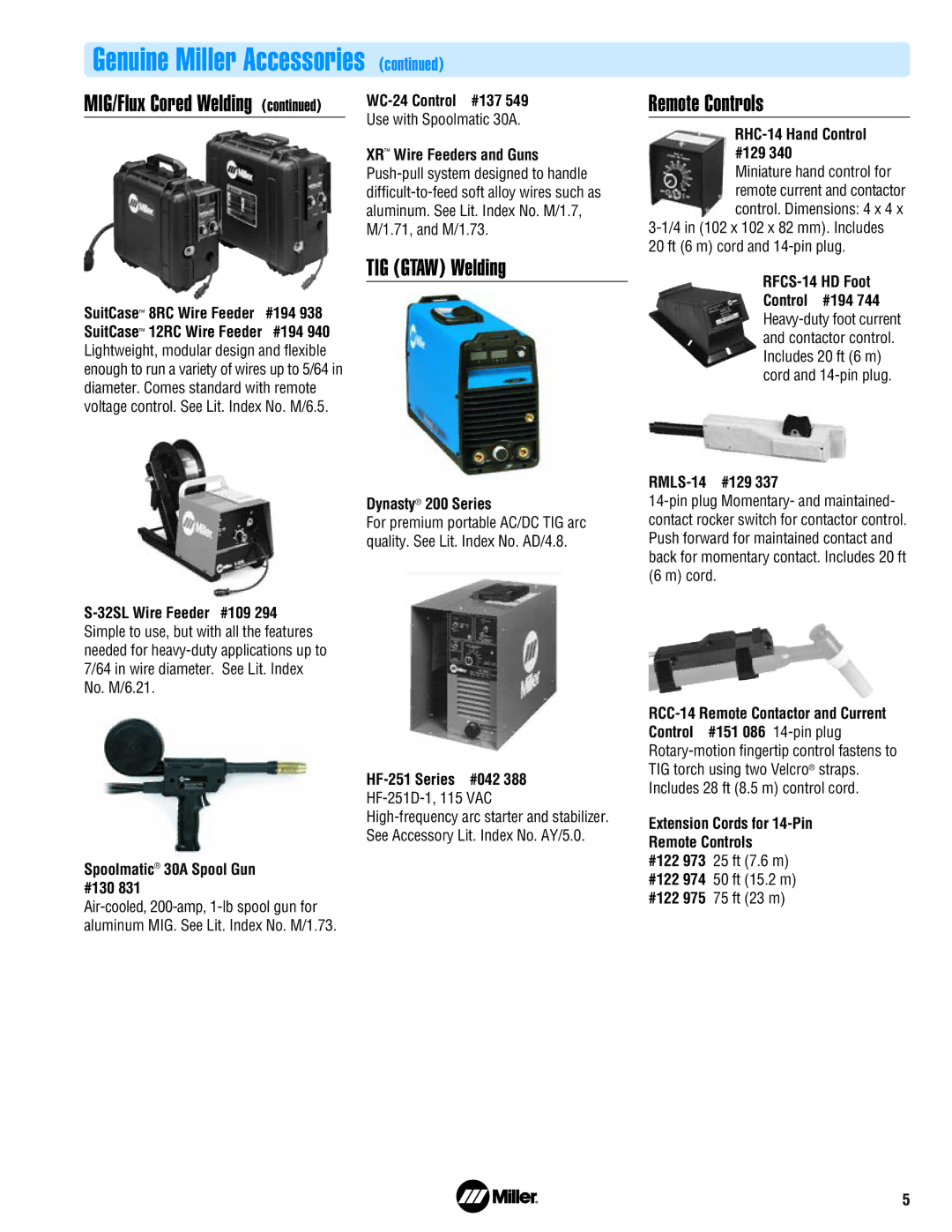 Miller Electric Engine-Driven Welder/ AC Generator/Air Compressor manual TIG Gtaw Welding, Remote Controls 