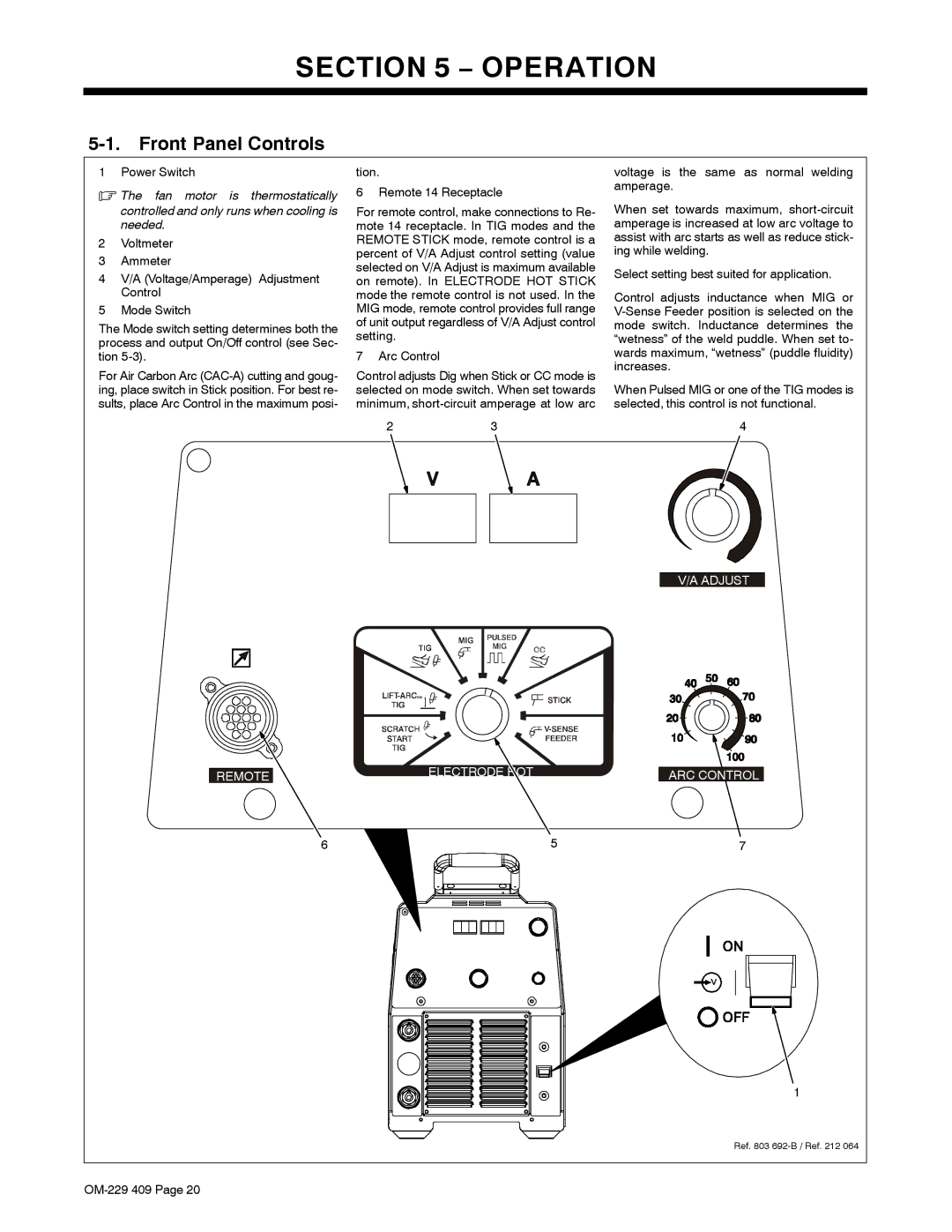 Miller Electric EXTREME 360 manual Operation, Front Panel Controls, Power Switch 