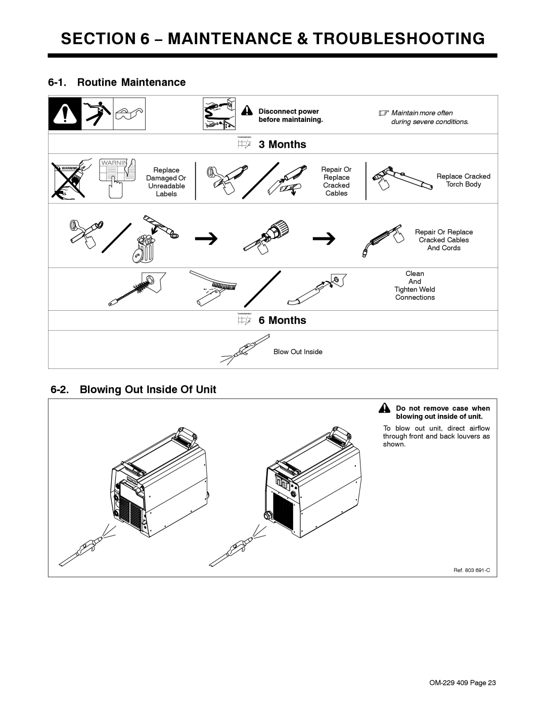 Miller Electric EXTREME 360 manual Maintenance & Troubleshooting, Blowing Out Inside Of Unit 