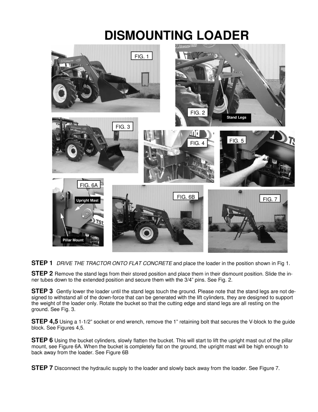 Miller Electric GP30 owner manual Dismounting Loader 