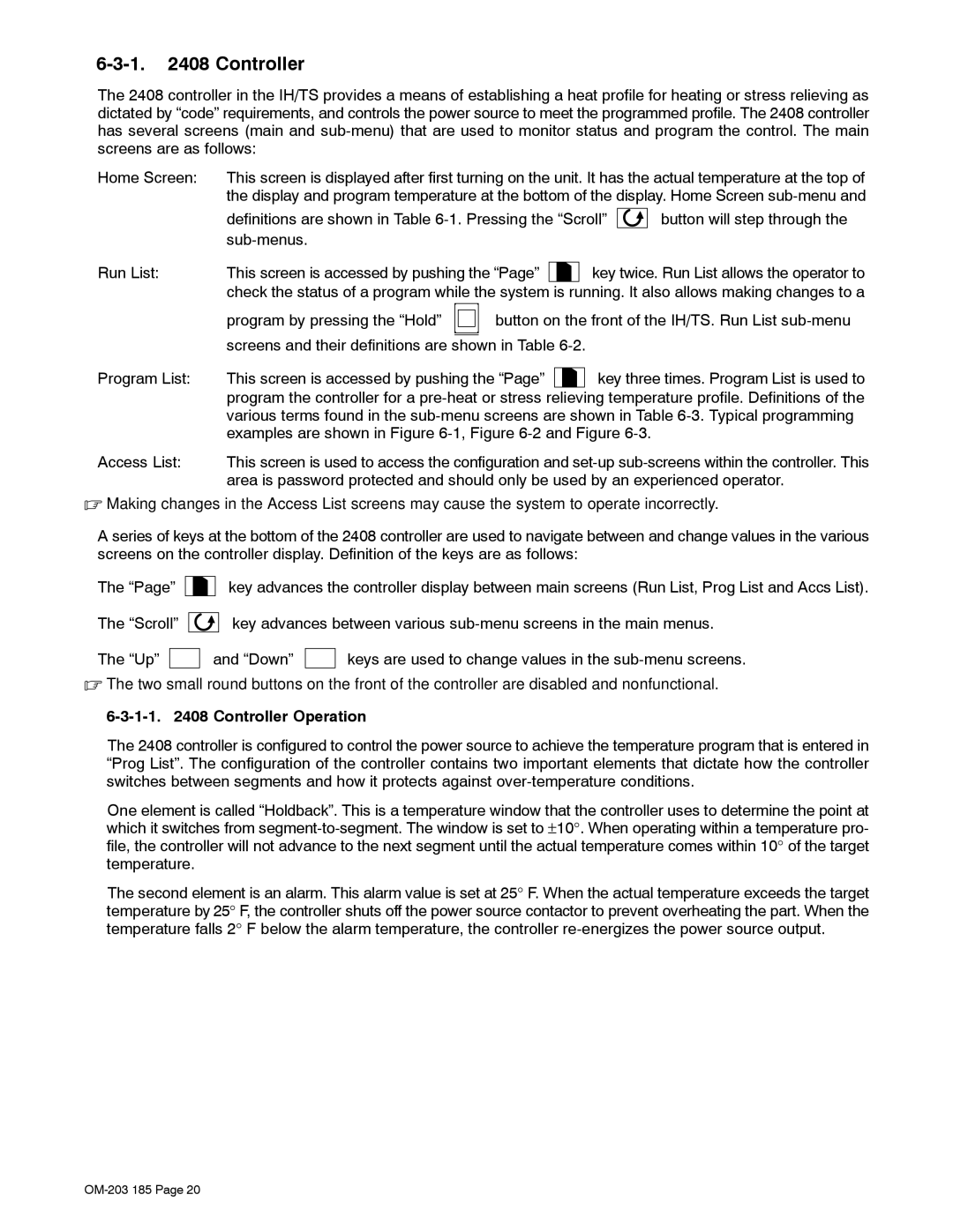 Miller Electric IH, TS manual Controller Operation 