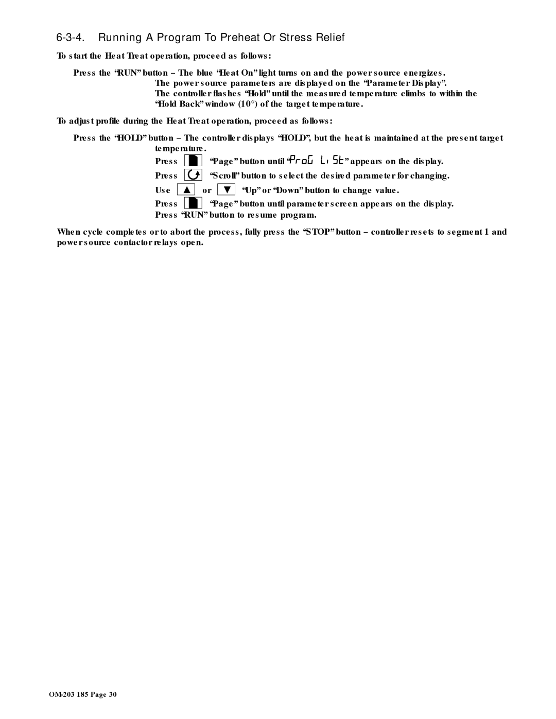 Miller Electric IH, TS manual Running a Program To Preheat Or Stress Relief 