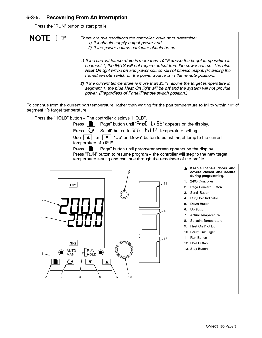 Miller Electric TS, IH manual Recovering From An Interruption, OP1 SP2 