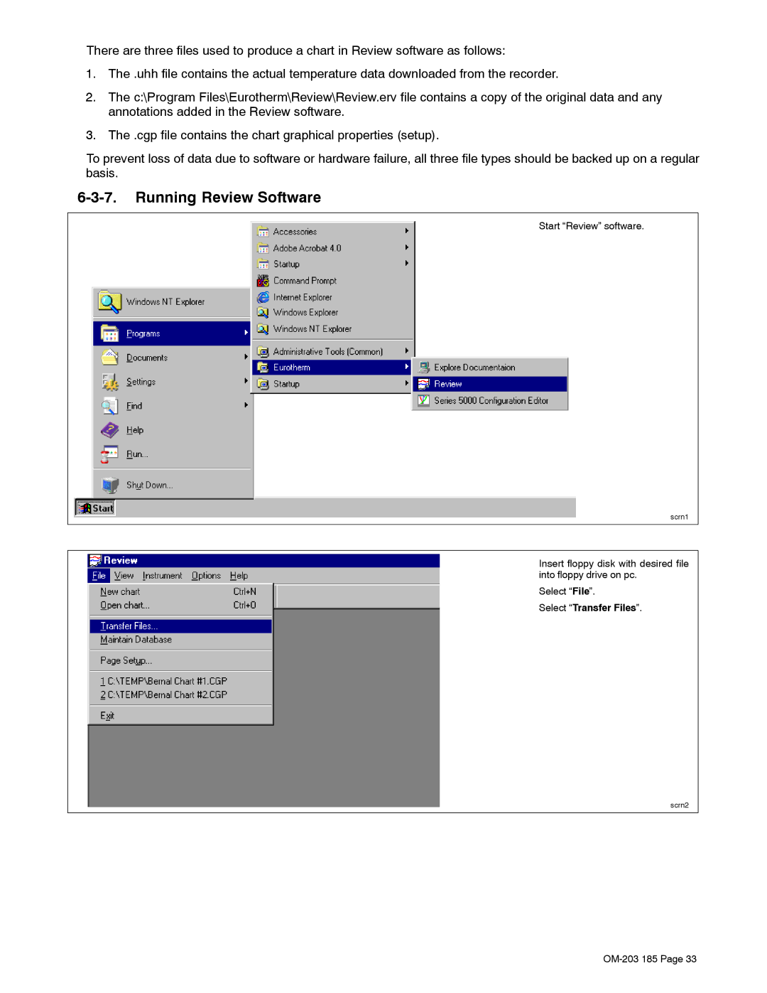 Miller Electric TS, IH manual Running Review Software, Start Review software, Select Transfer Files 