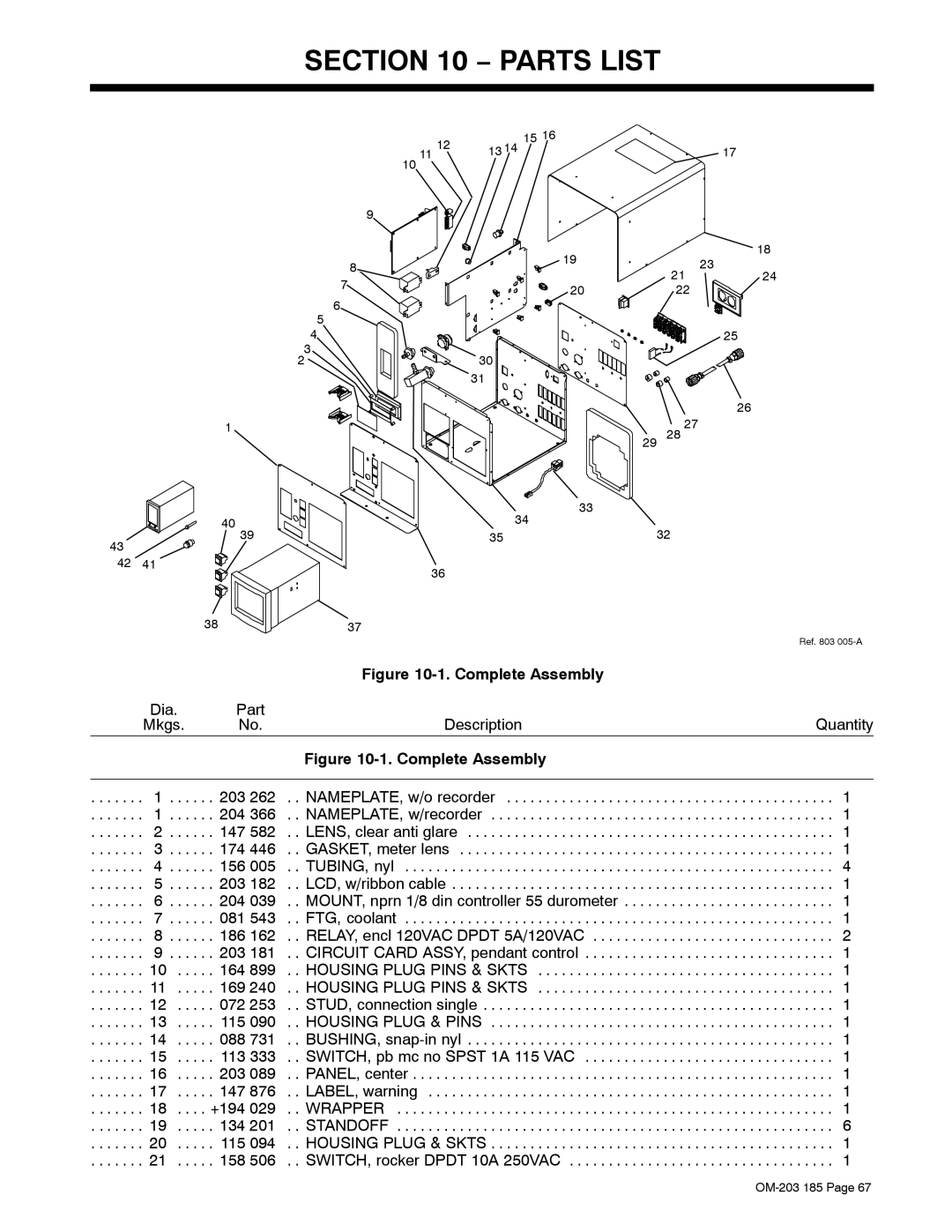 Miller Electric TS, IH manual Parts List, Complete Assembly 