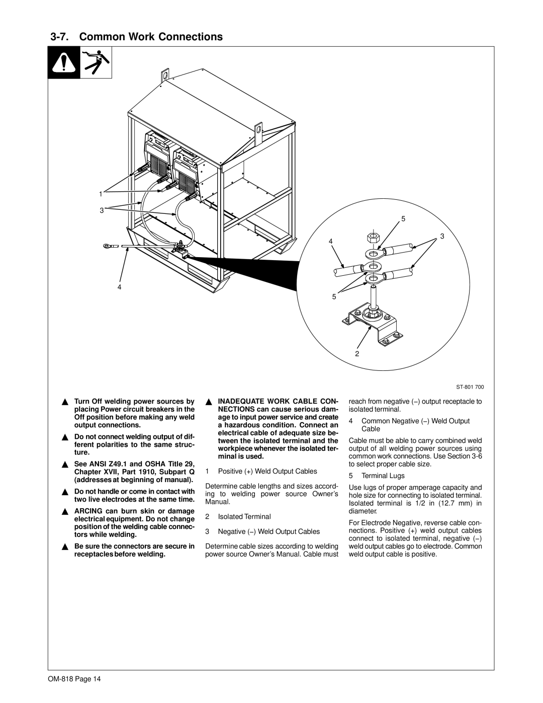 Miller Electric Inverter Rack manual Common Work Connections 