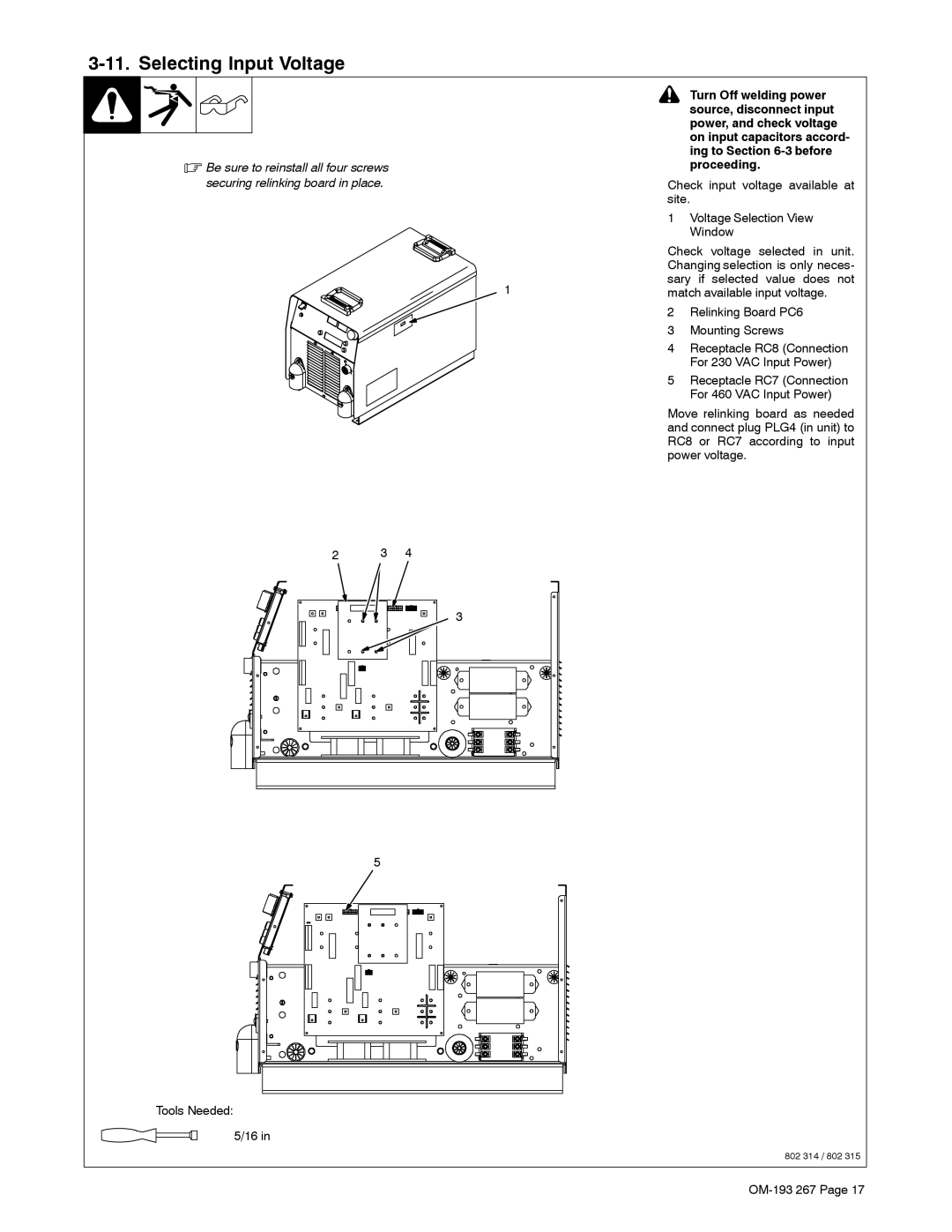 Miller Electric Invision 456MP manual Selecting Input Voltage 