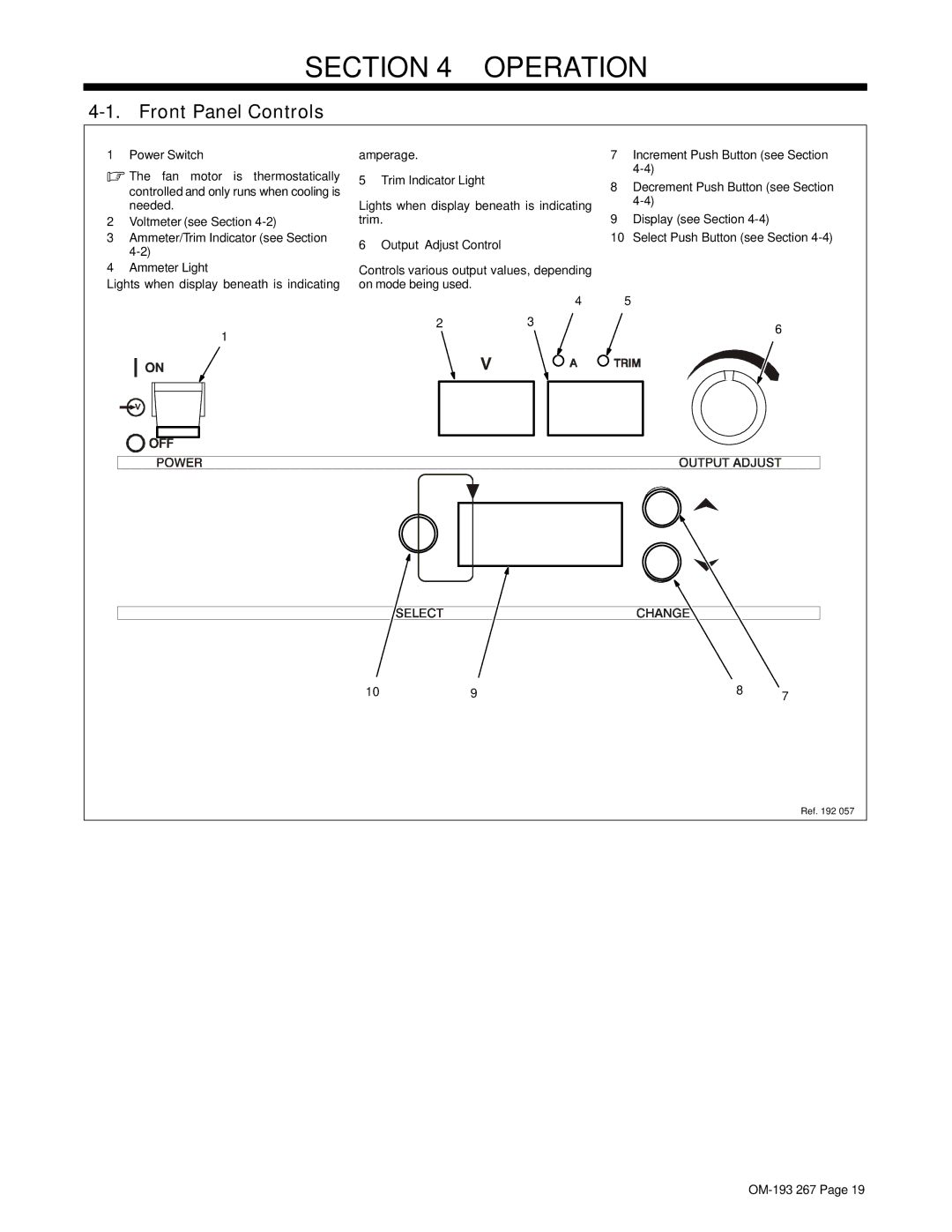 Miller Electric Invision 456MP manual Front Panel Controls, Power Switch 