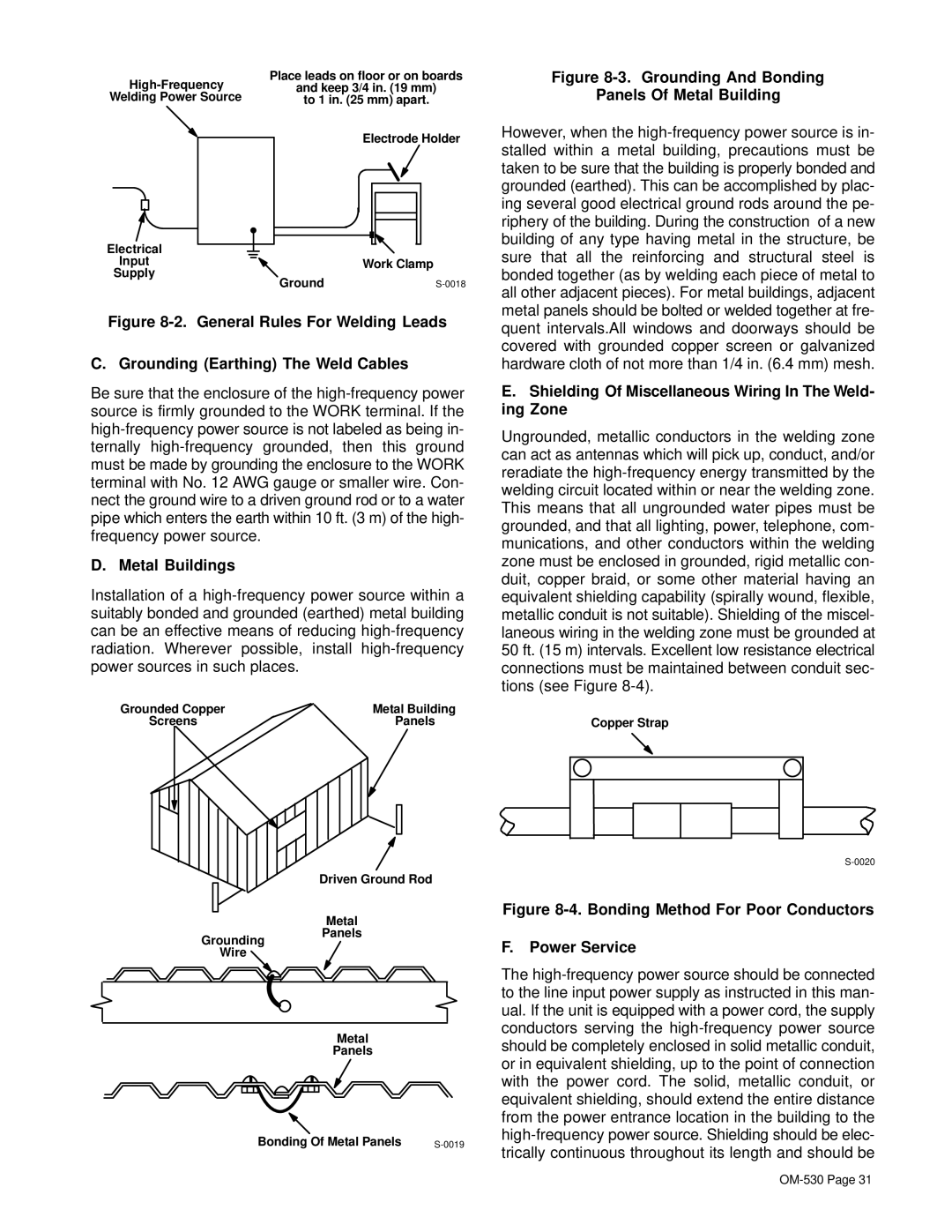 Miller Electric KC237900 manual Metal Buildings, Shielding Of Miscellaneous Wiring In The Weld- ing Zone, Power Service 