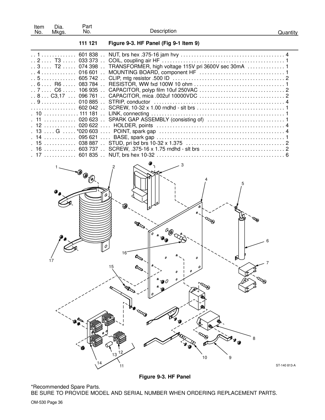 Miller Electric KC237900 manual 111, HF Panel -1 Item 