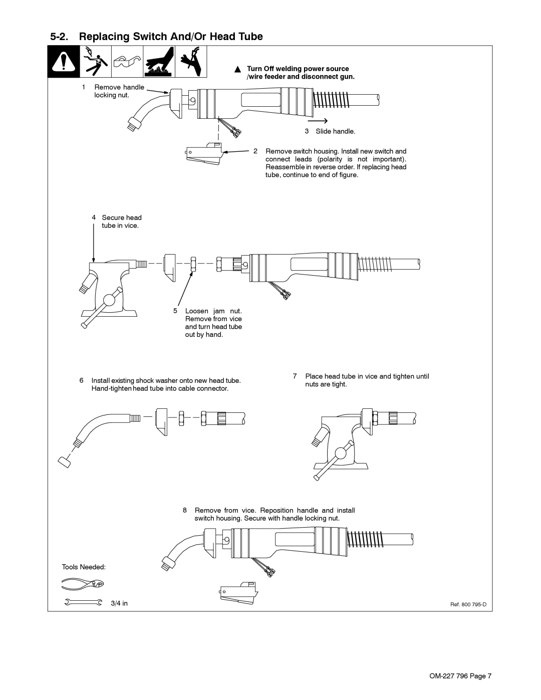 Miller Electric M-25 manual Replacing Switch And/Or Head Tube 