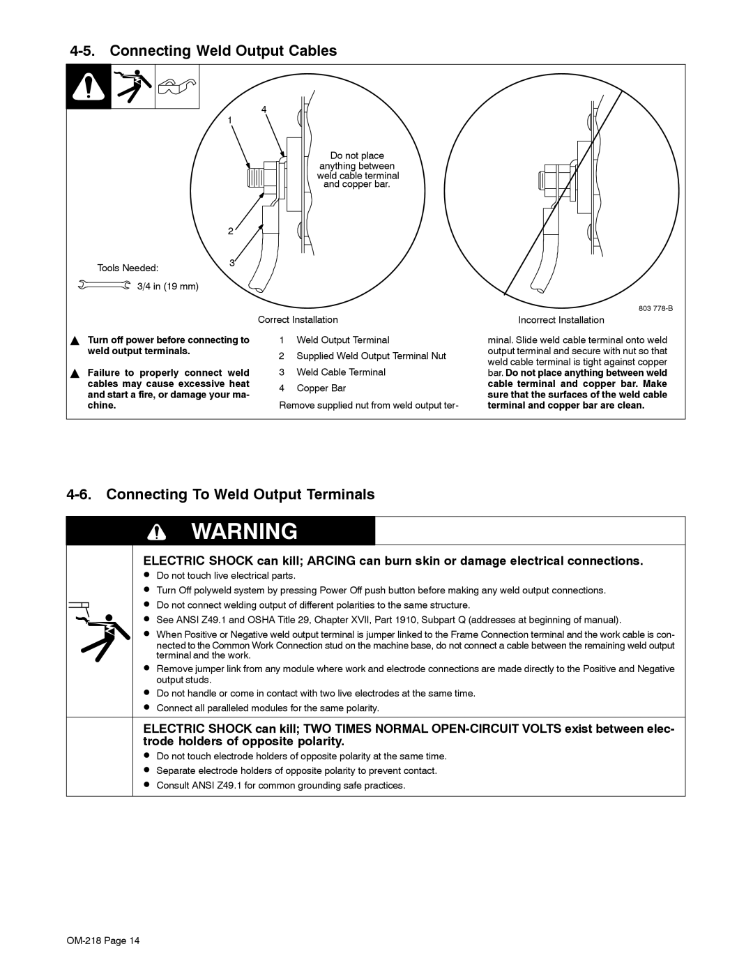 Miller Electric MARK VIII-2 manual Connecting Weld Output Cables, Connecting To Weld Output Terminals 