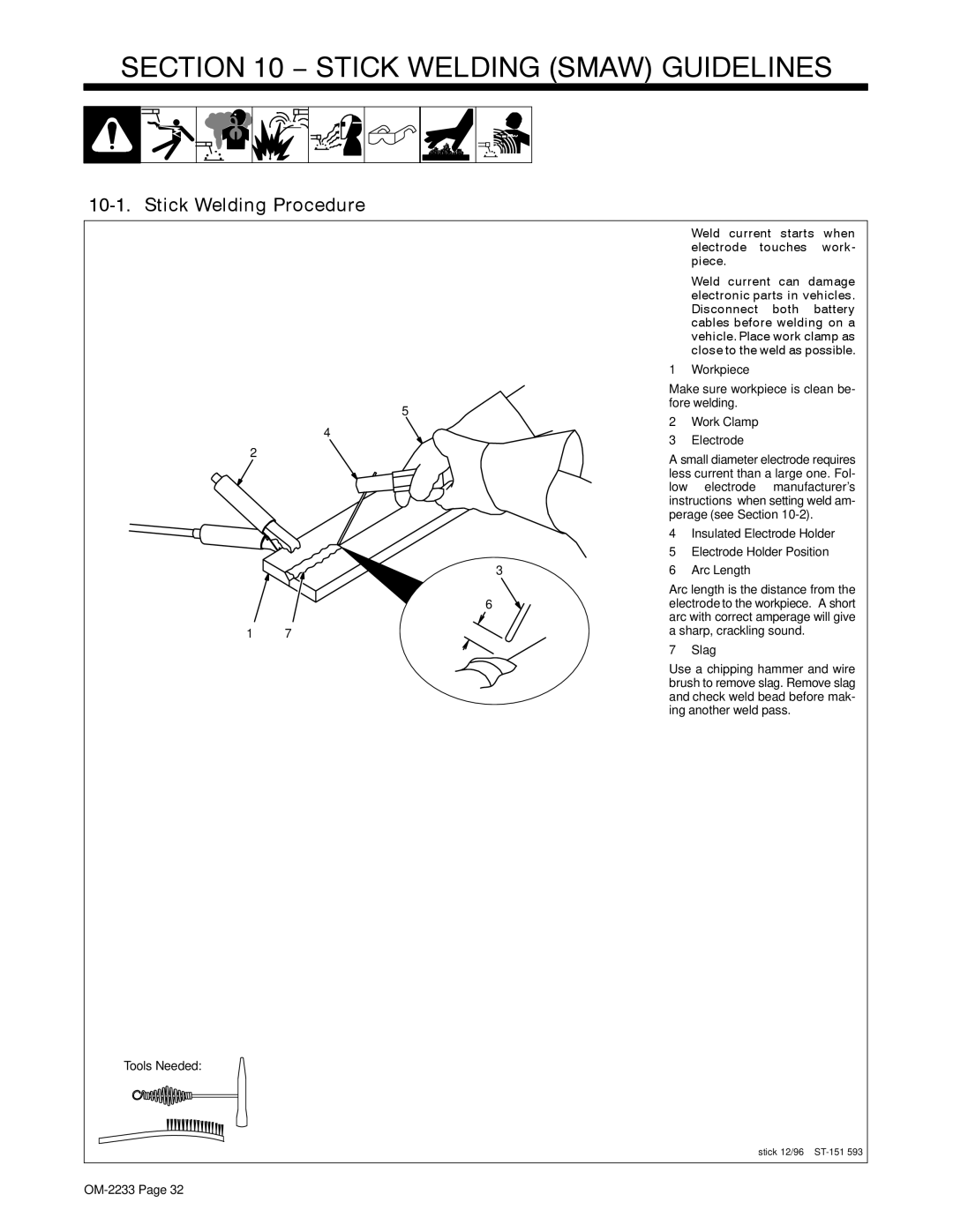 Miller Electric Maxstar 200 STR manual Stick Welding Smaw Guidelines, Stick Welding Procedure 