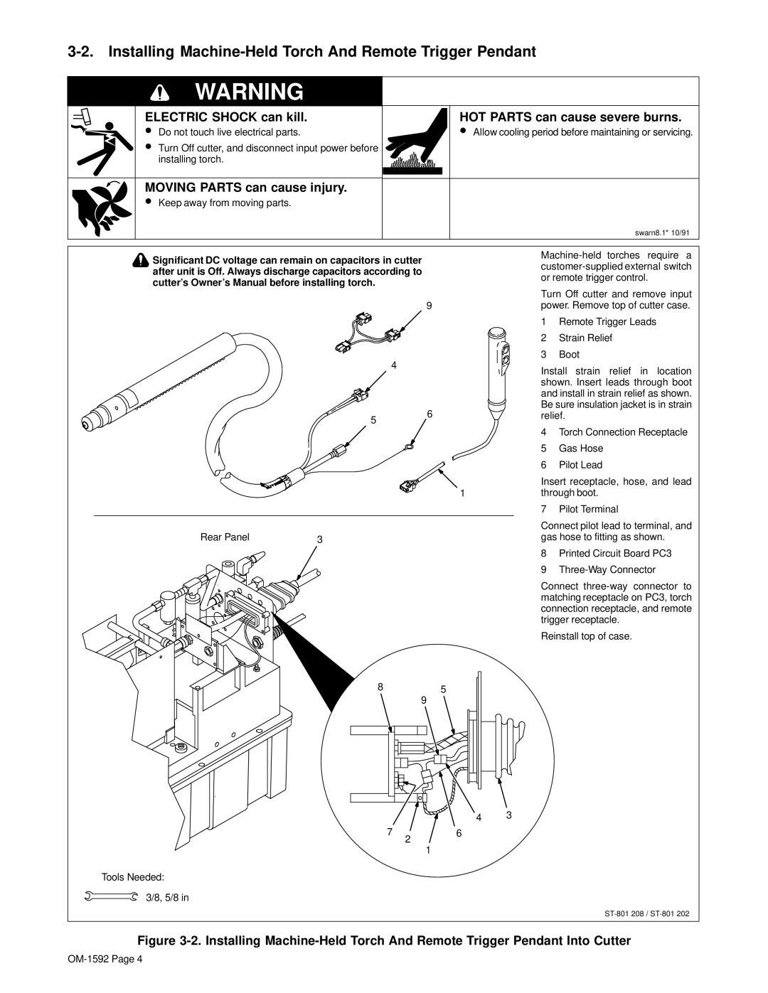 Miller Electric MC-80M owner manual Installing Machine-Held Torch And Remote Trigger Pendant 