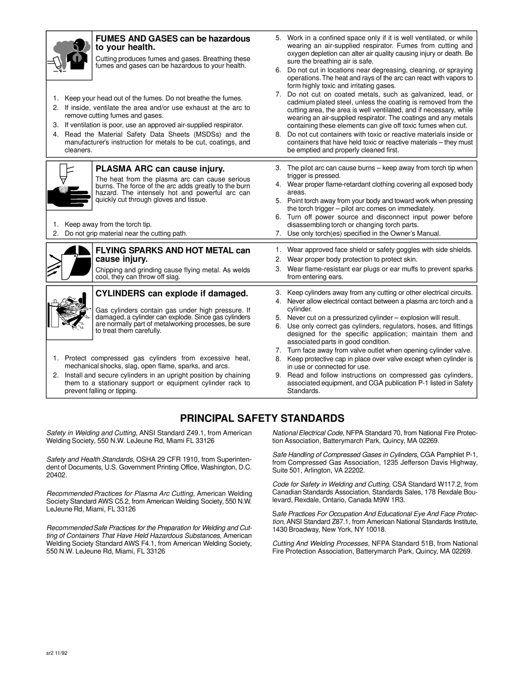 Miller Electric MC-80M owner manual Fumes and Gases can be hazardous to your health, Plasma ARC can cause injury 