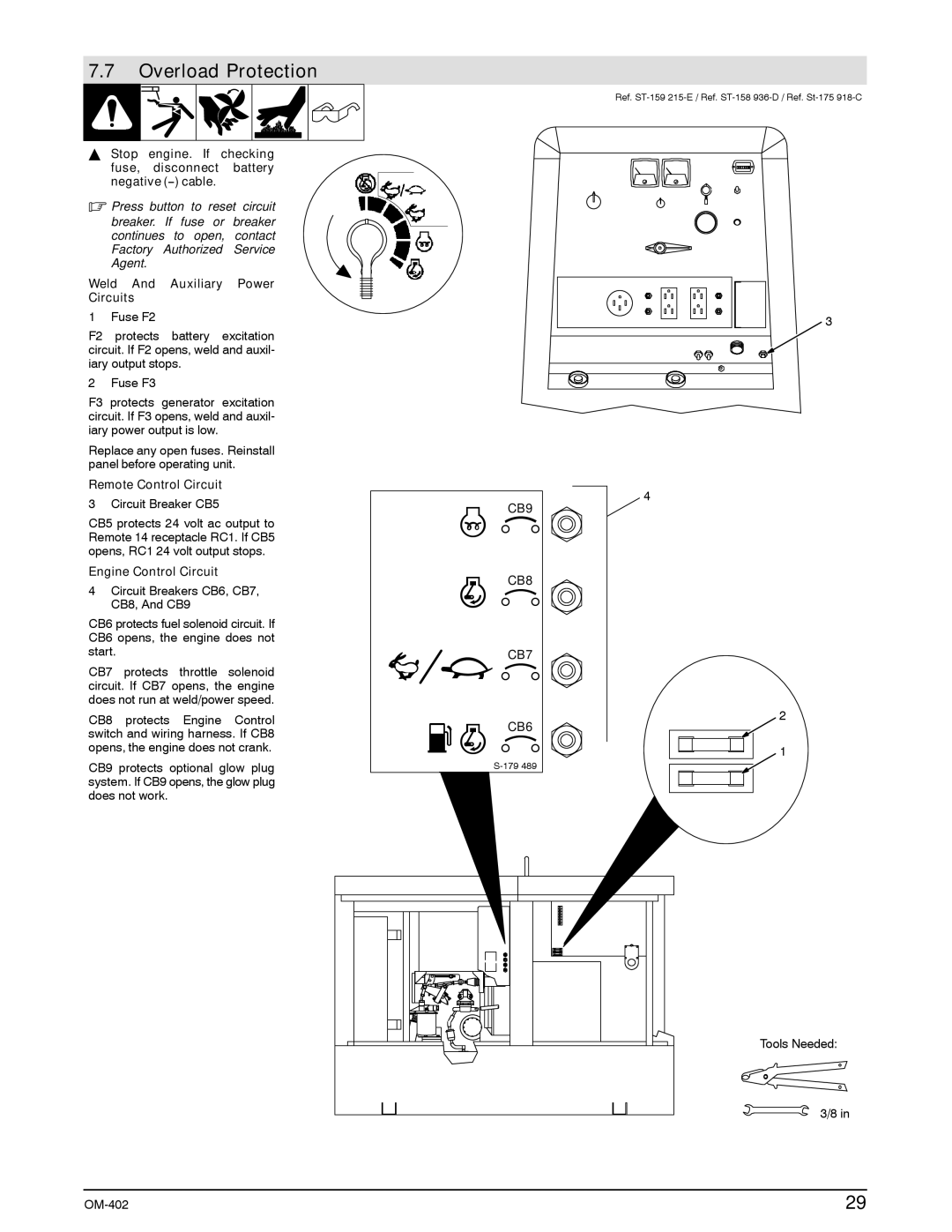 Miller Electric Metro 250D manual Overload Protection, Weld And Auxiliary Power Circuits, Remote Control Circuit 