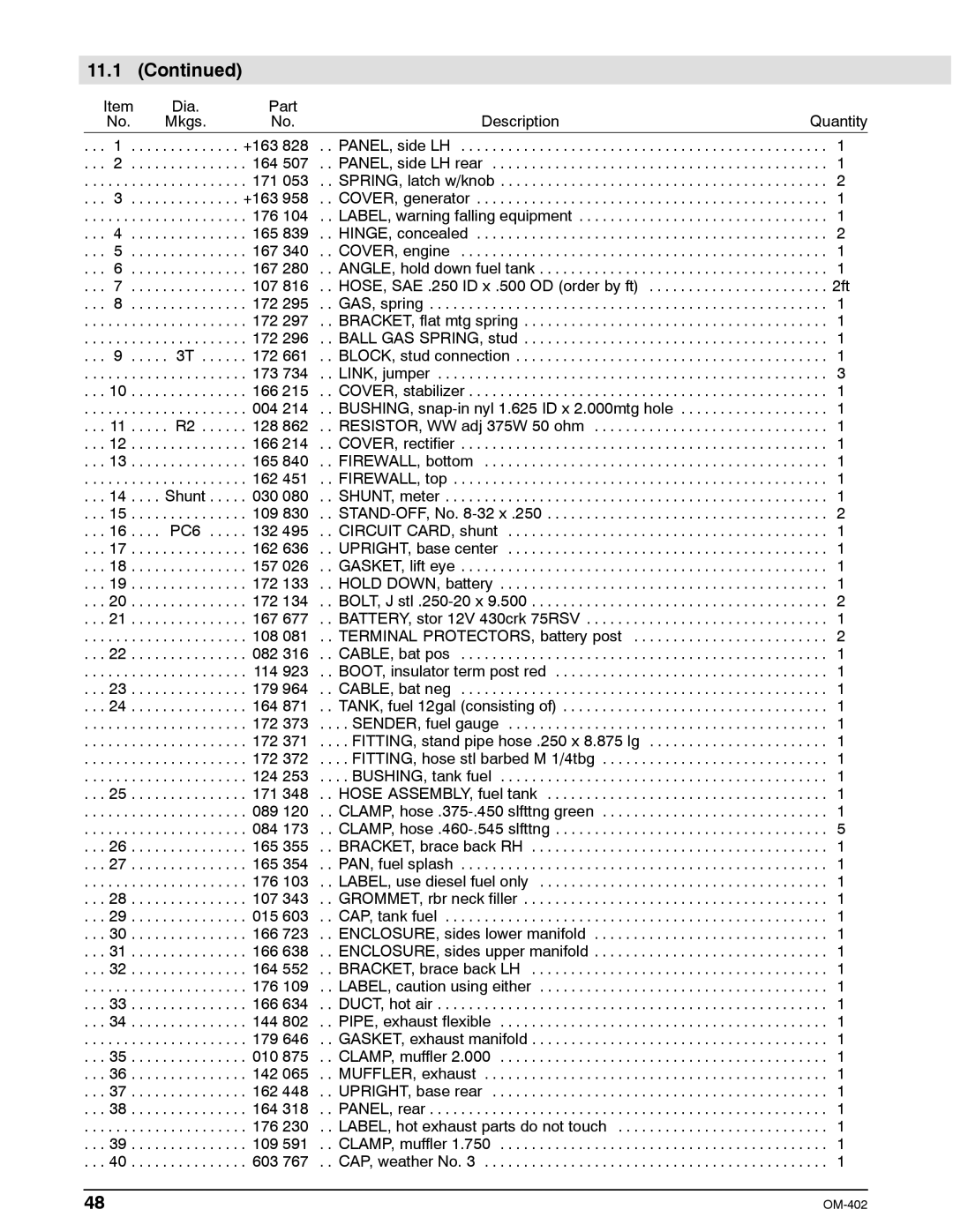 Miller Electric Metro 250D manual 11.1, PC6 