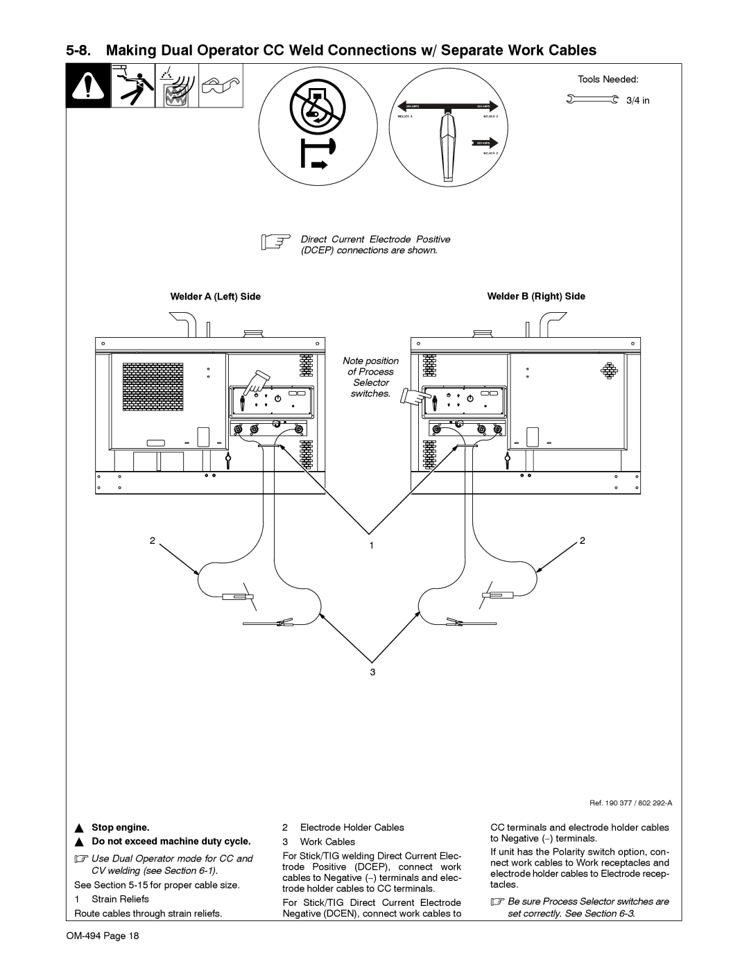 Miller Electric Miller DU-OP manual Welder a Left Side, Do not exceed machine duty cycle 