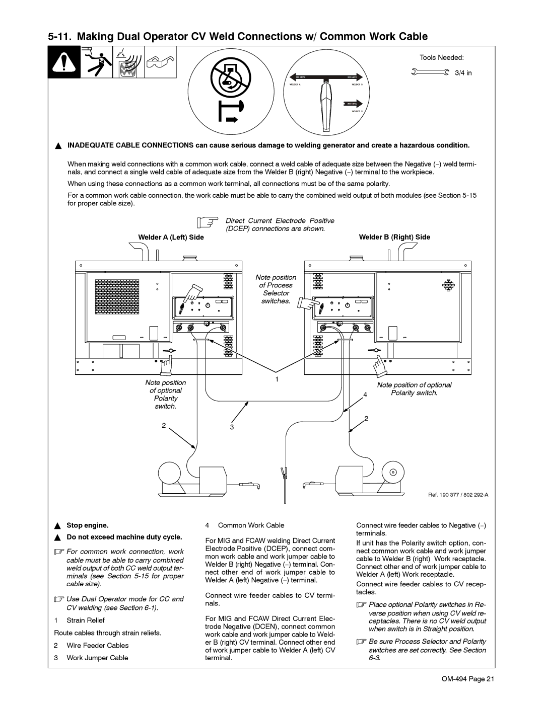 Miller Electric Miller DU-OP manual Connect wire feeder cables to Negative − terminals 