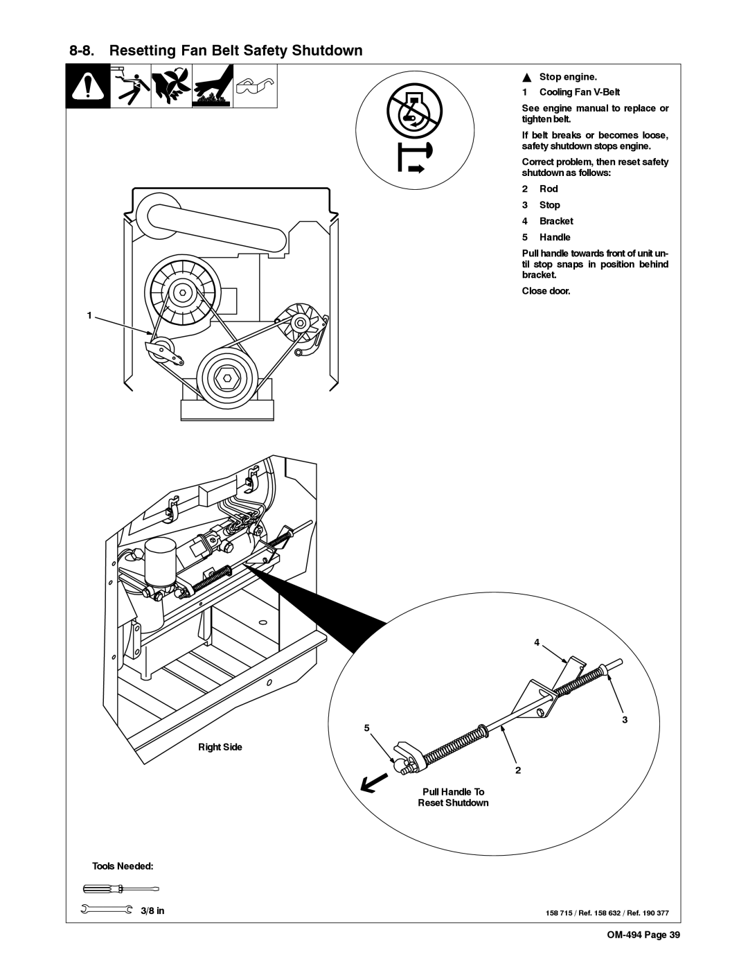 Miller Electric Miller DU-OP manual Resetting Fan Belt Safety Shutdown 