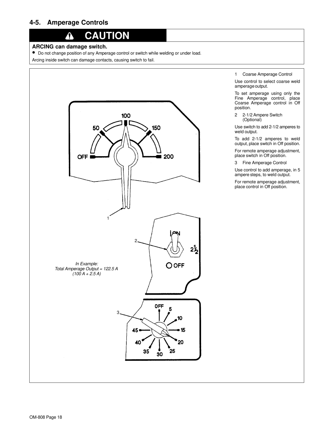 Miller Electric MOG-400, MOG-300, MOG-350, MOG-250, MOG-Pak, RGC manual Amperage Controls 