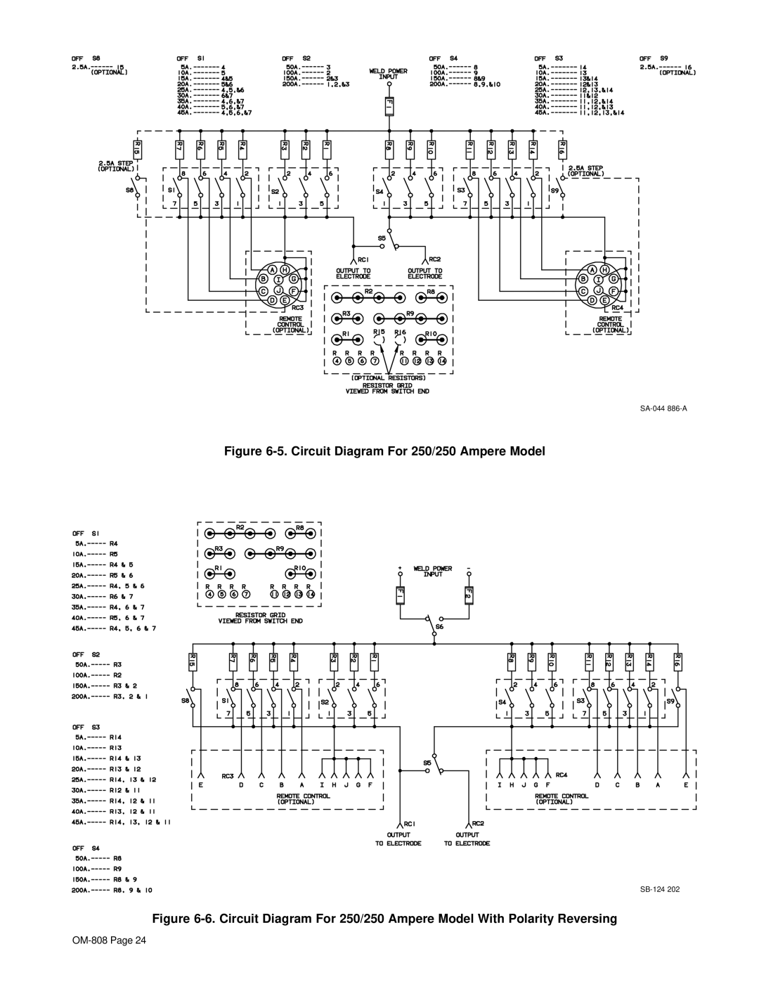 Miller Electric MOG-400, MOG-300, MOG-350, MOG-250, MOG-Pak, RGC manual Circuit Diagram For 250/250 Ampere Model 