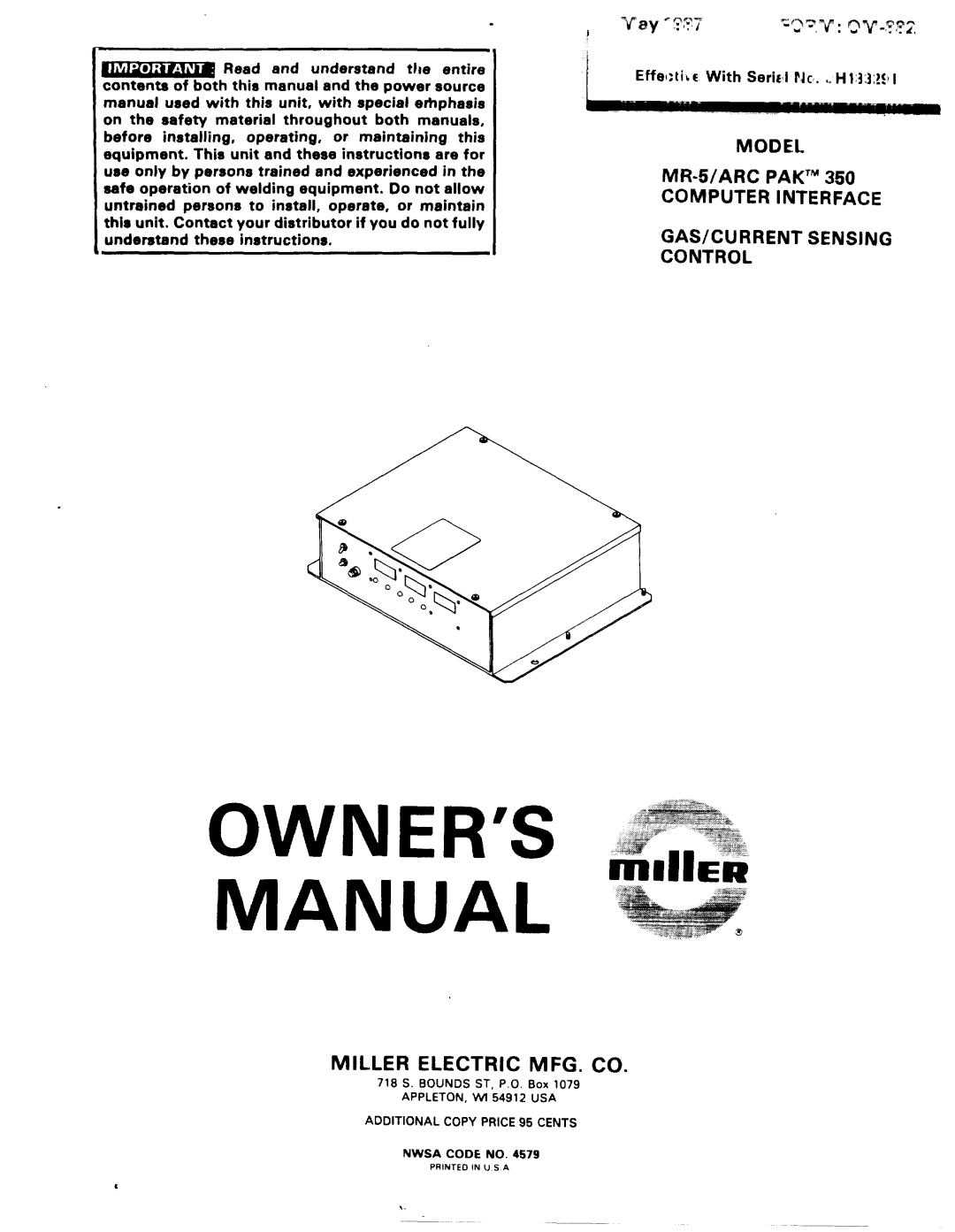 Miller Electric 350, MR-5 manual 