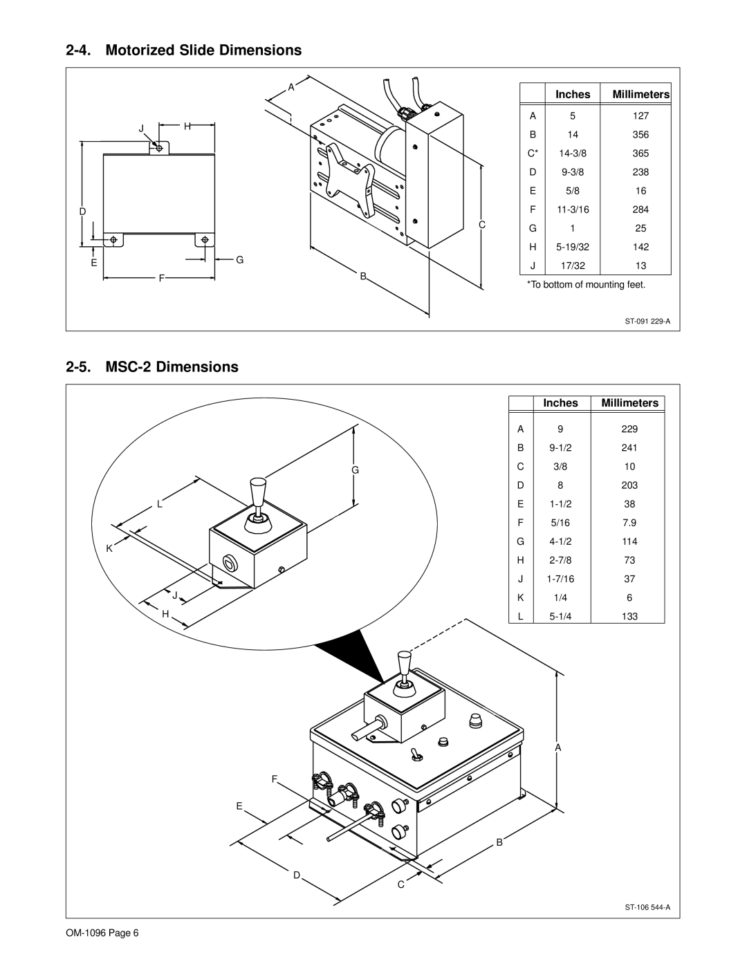 Miller Electric manual Motorized Slide Dimensions, MSC-2 Dimensions 