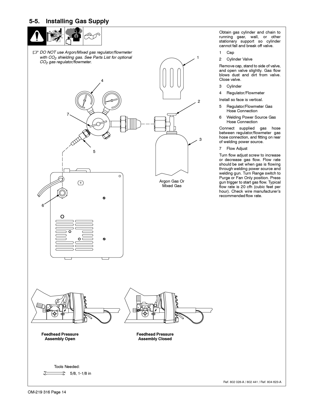 Miller Electric MW 140 Plus, H-10 warranty Installing Gas Supply, CO 2 gas regulator/flowmeter 