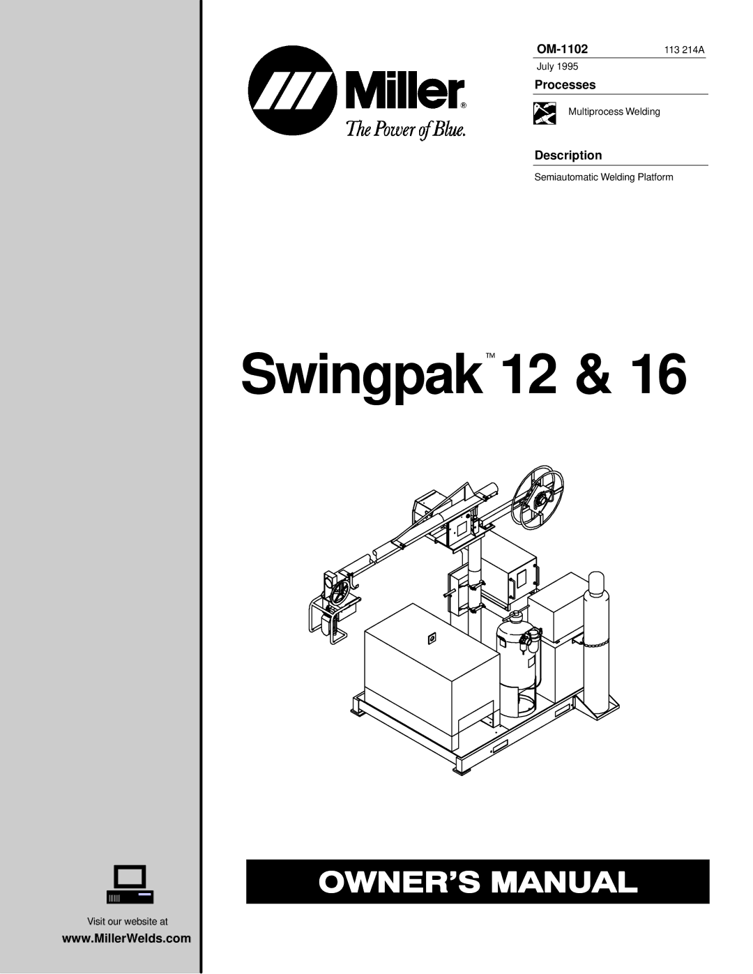 Miller Electric OM-1102 manual Processes, Description 