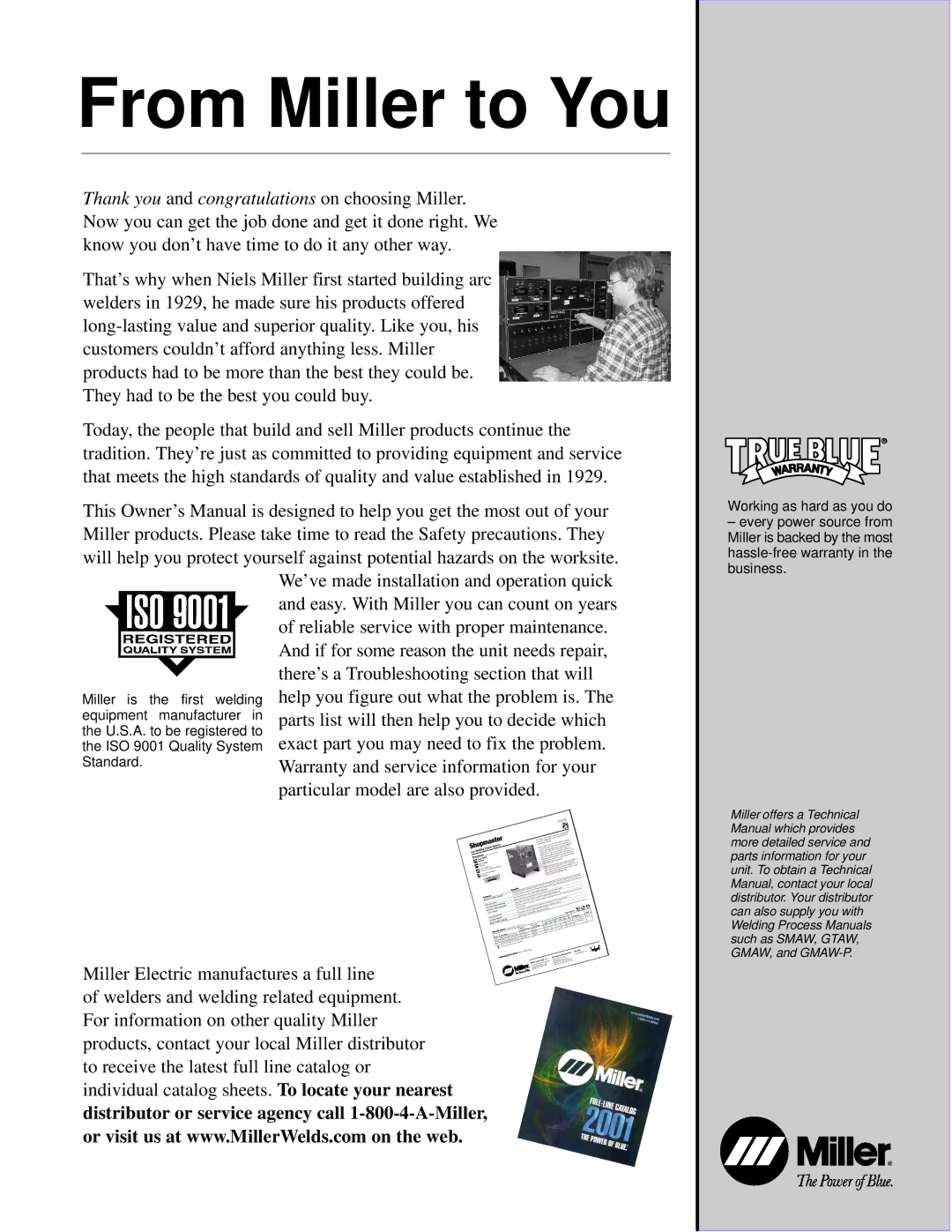 Miller Electric OM-1313 manual From Miller to You 