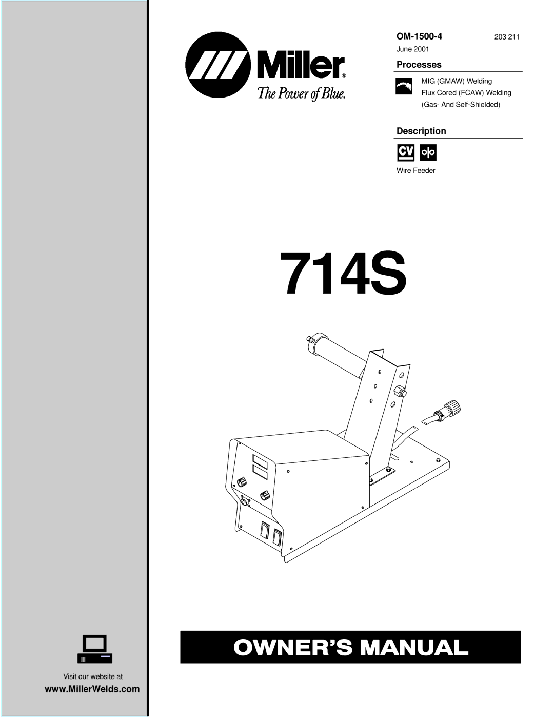 Miller Electric OM-1500-4 manual Processes, Description 