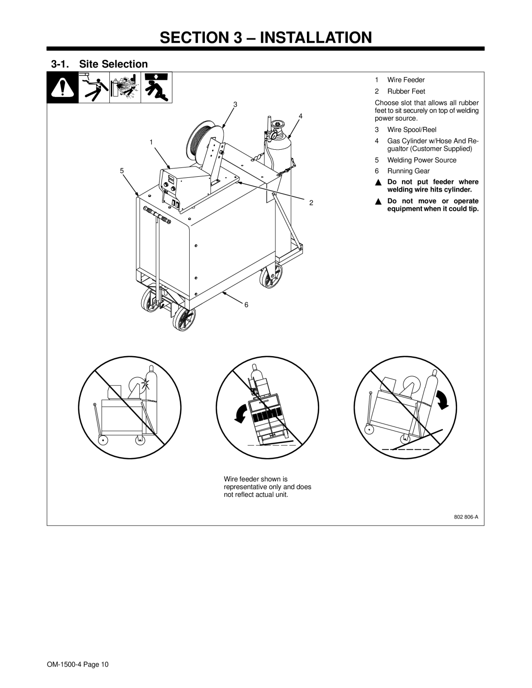 Miller Electric OM-1500-4 manual Installation, Site Selection 