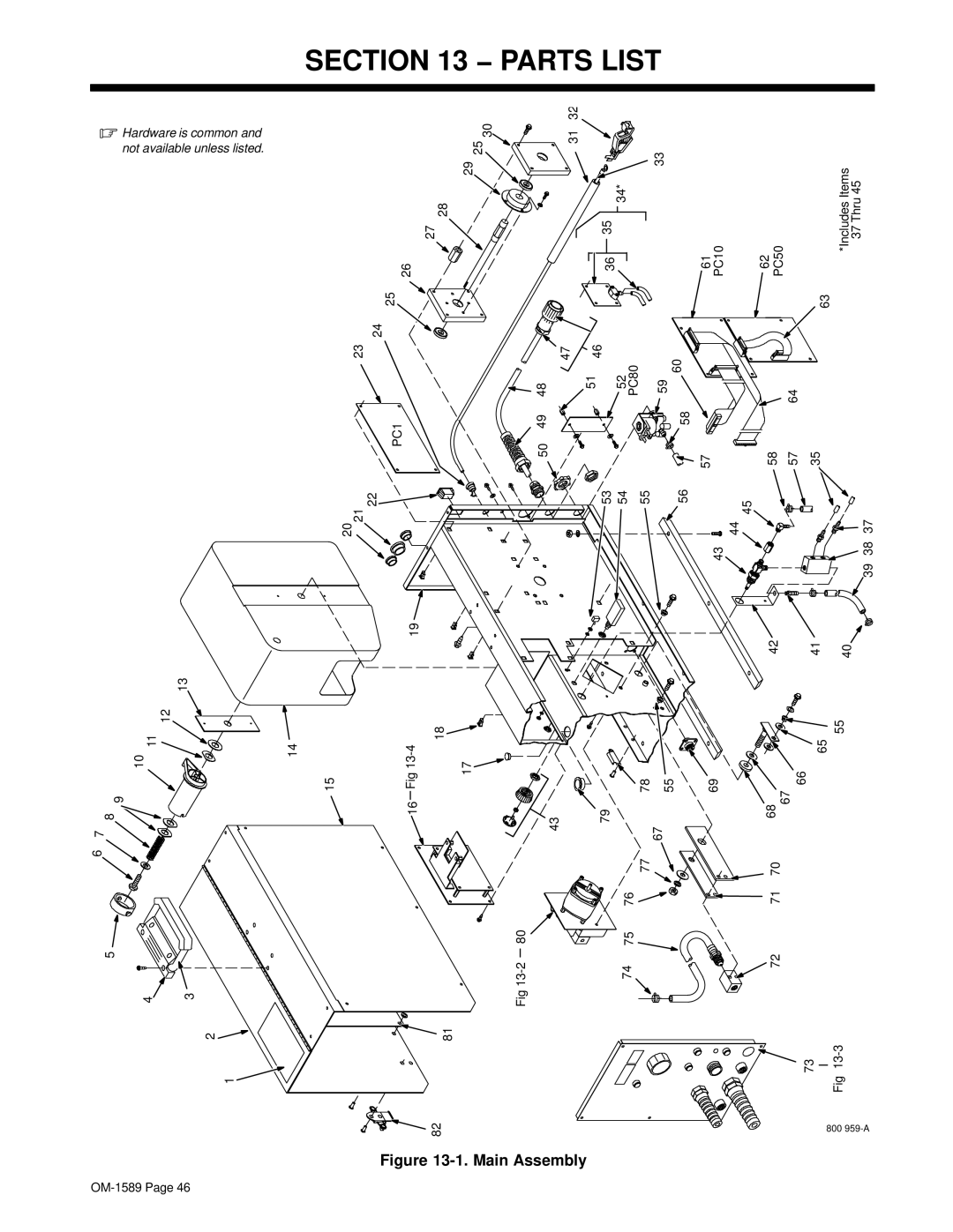 Miller Electric OM-1589 manual List, Main Assembly 