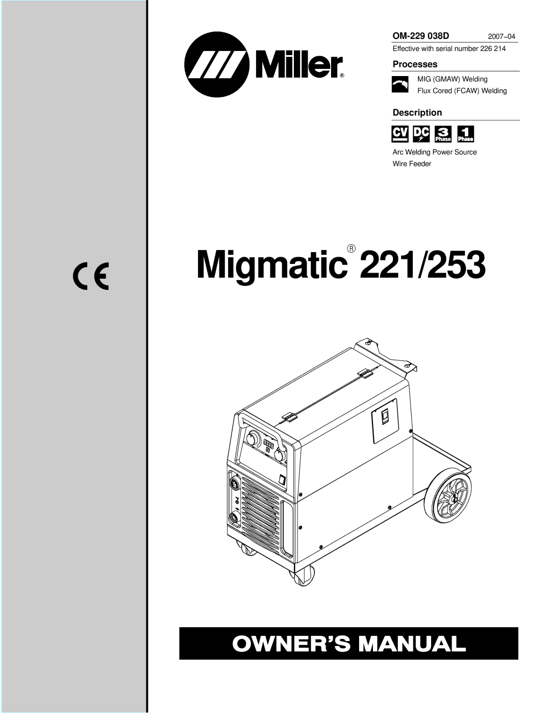 Miller Electric manual OM-229 038D 2007−04, Processes, Description 