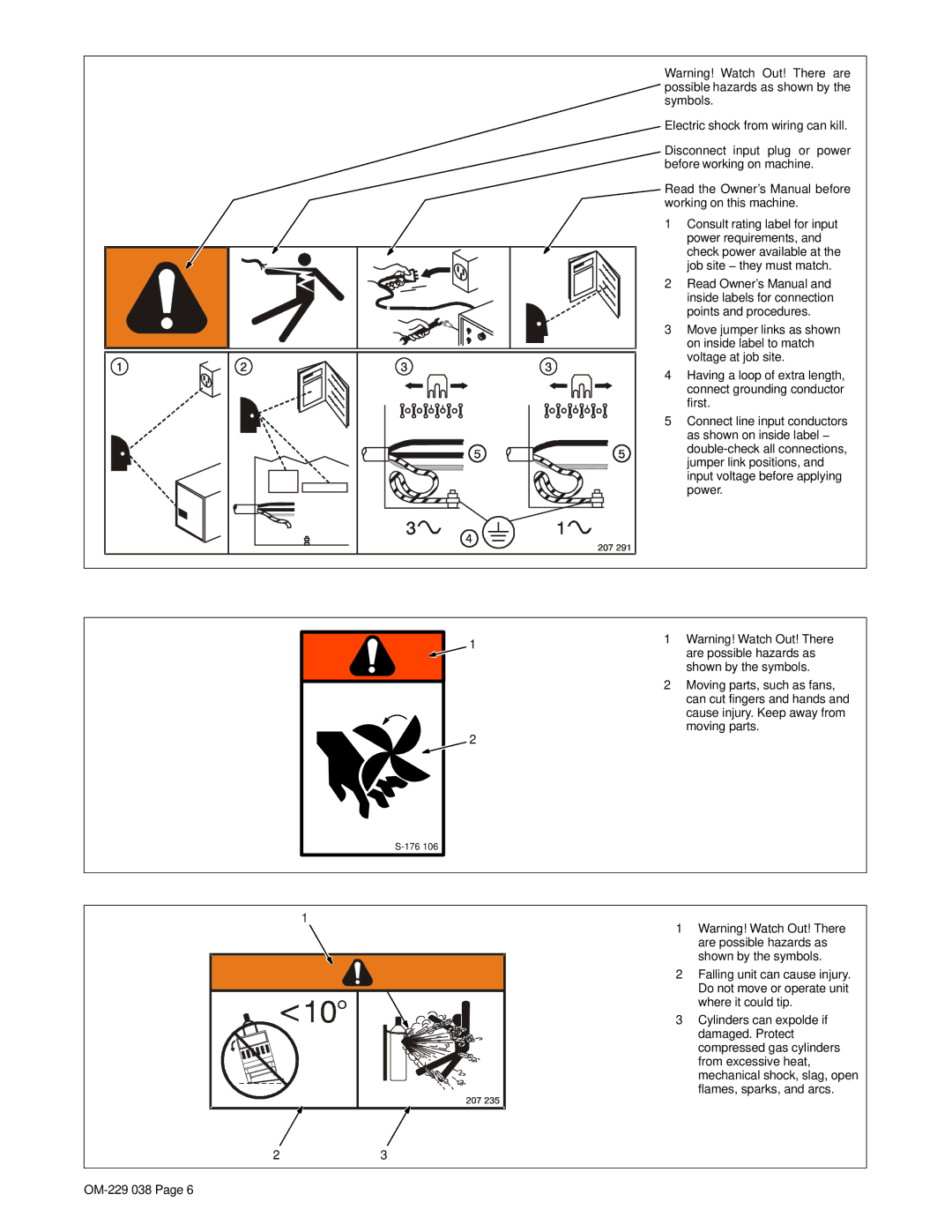 Miller Electric OM-229 038D manual Falling unit can cause injury 