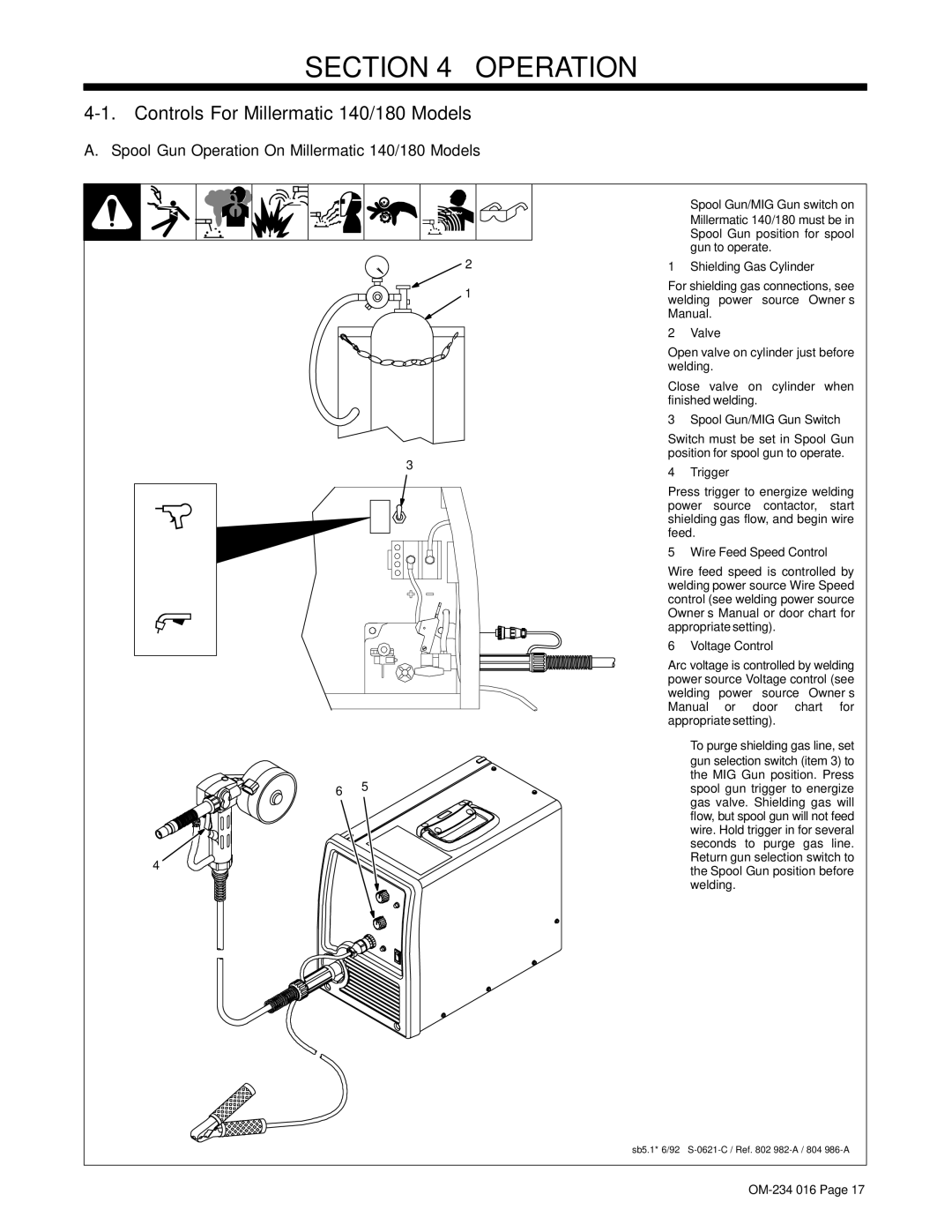 Miller Electric OM-234 016D Controls For Millermatic 140/180 Models, Spool Gun Operation On Millermatic 140/180 Models 