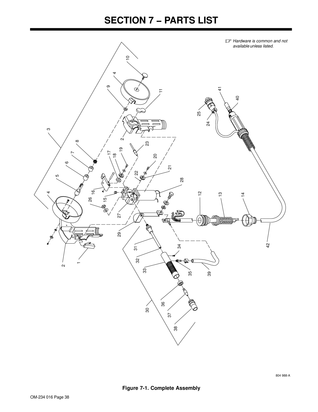 Miller Electric OM-234 016D manual Parts List 