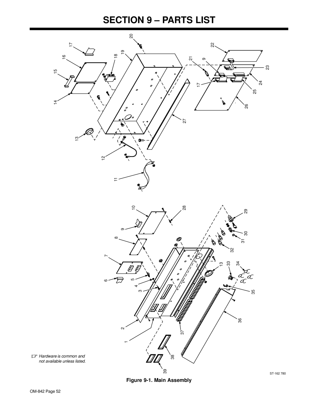 Miller Electric OM-842 manual Parts List, Main Assembly 