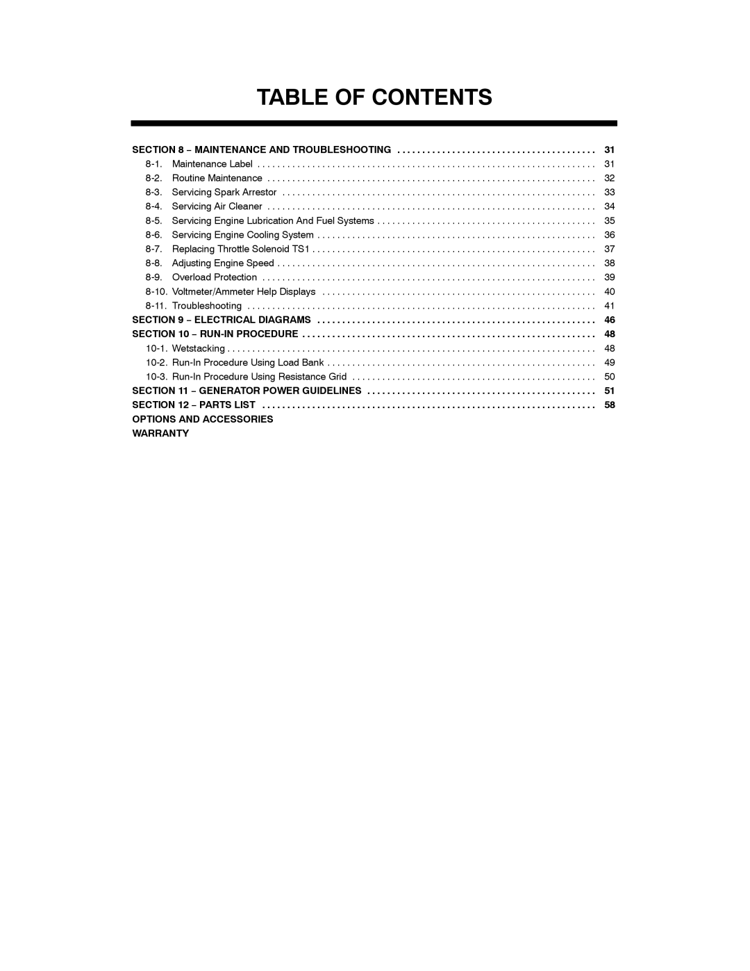 Miller Electric PipePro 304 manual Options and Accessories Warranty 