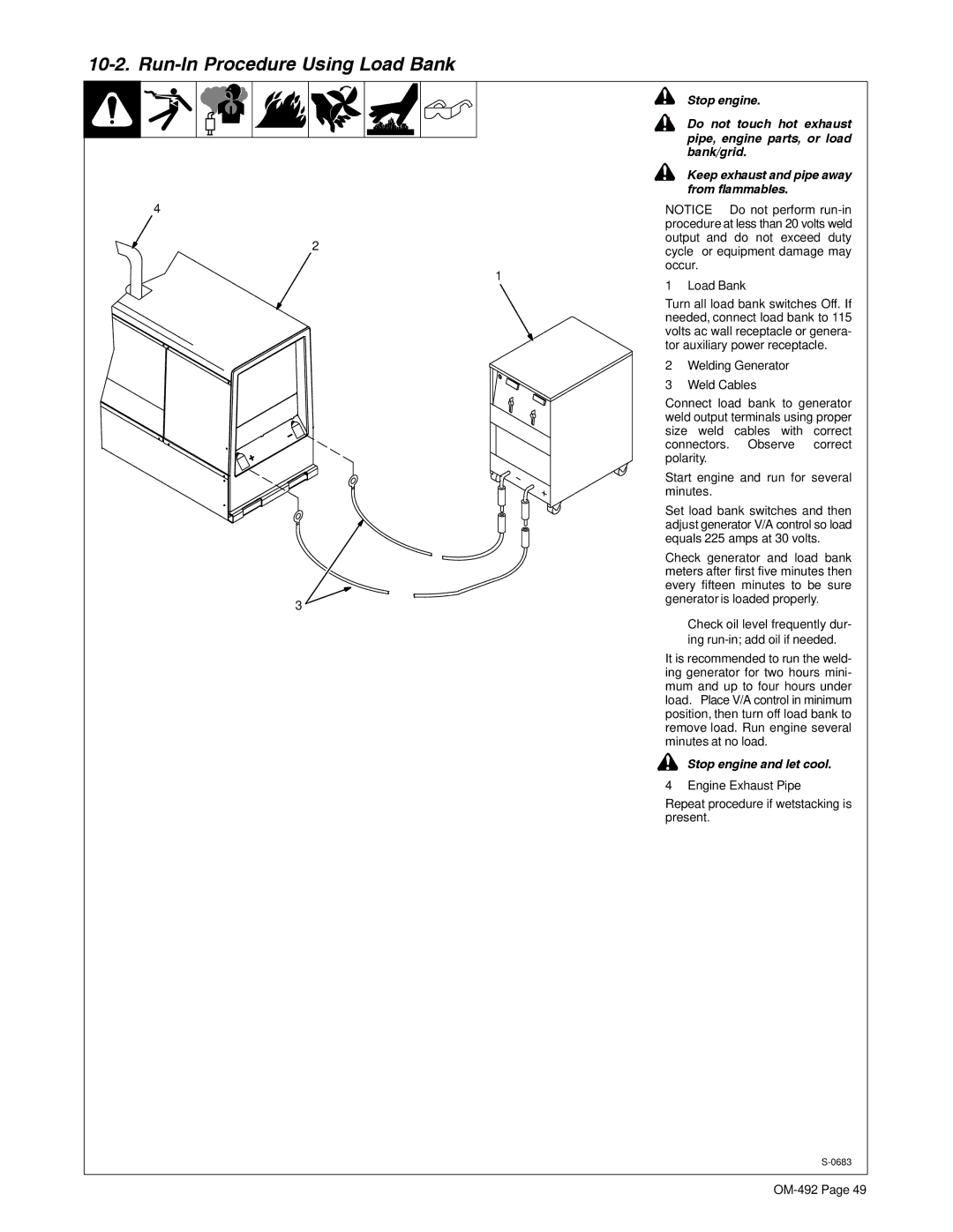 Miller Electric PipePro 304 manual Run-In Procedure Using Load Bank 