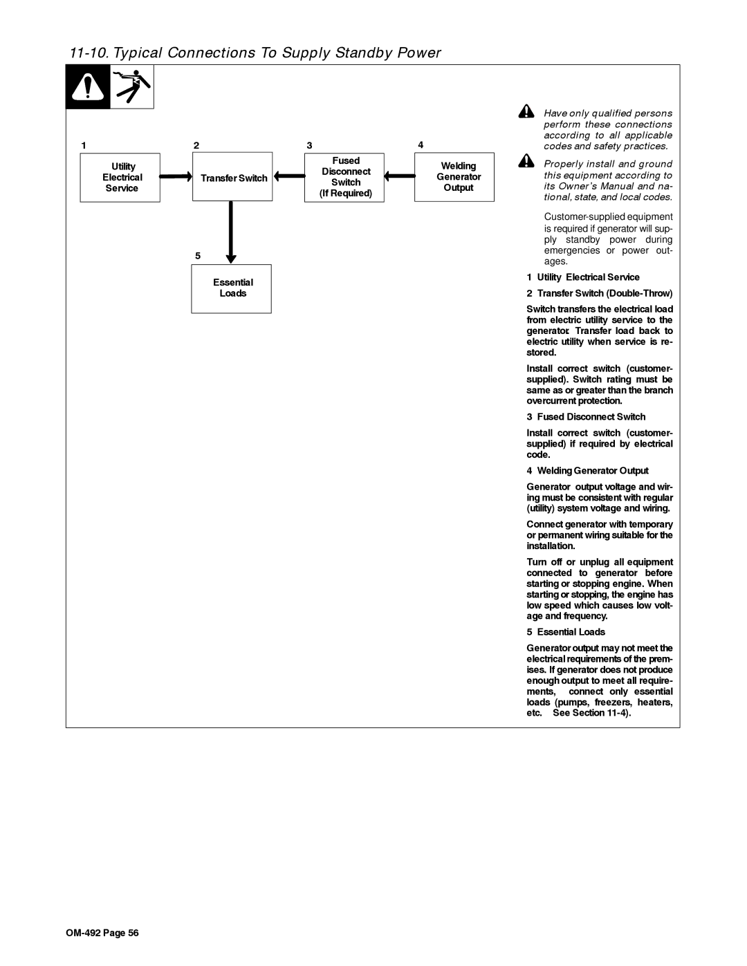 Miller Electric PipePro 304 manual Typical Connections To Supply Standby Power 