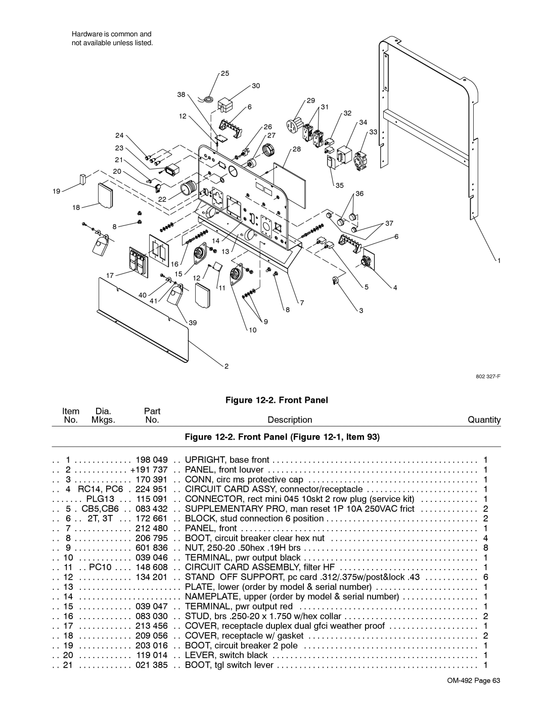 Miller Electric PipePro 304 manual Front Panel 