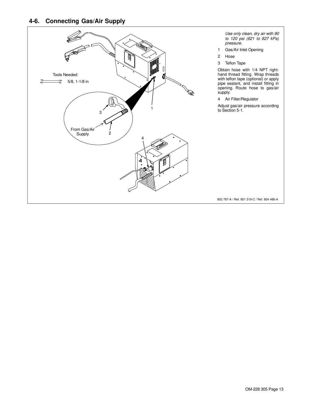 Miller Electric pmn warranty Connecting Gas/Air Supply 