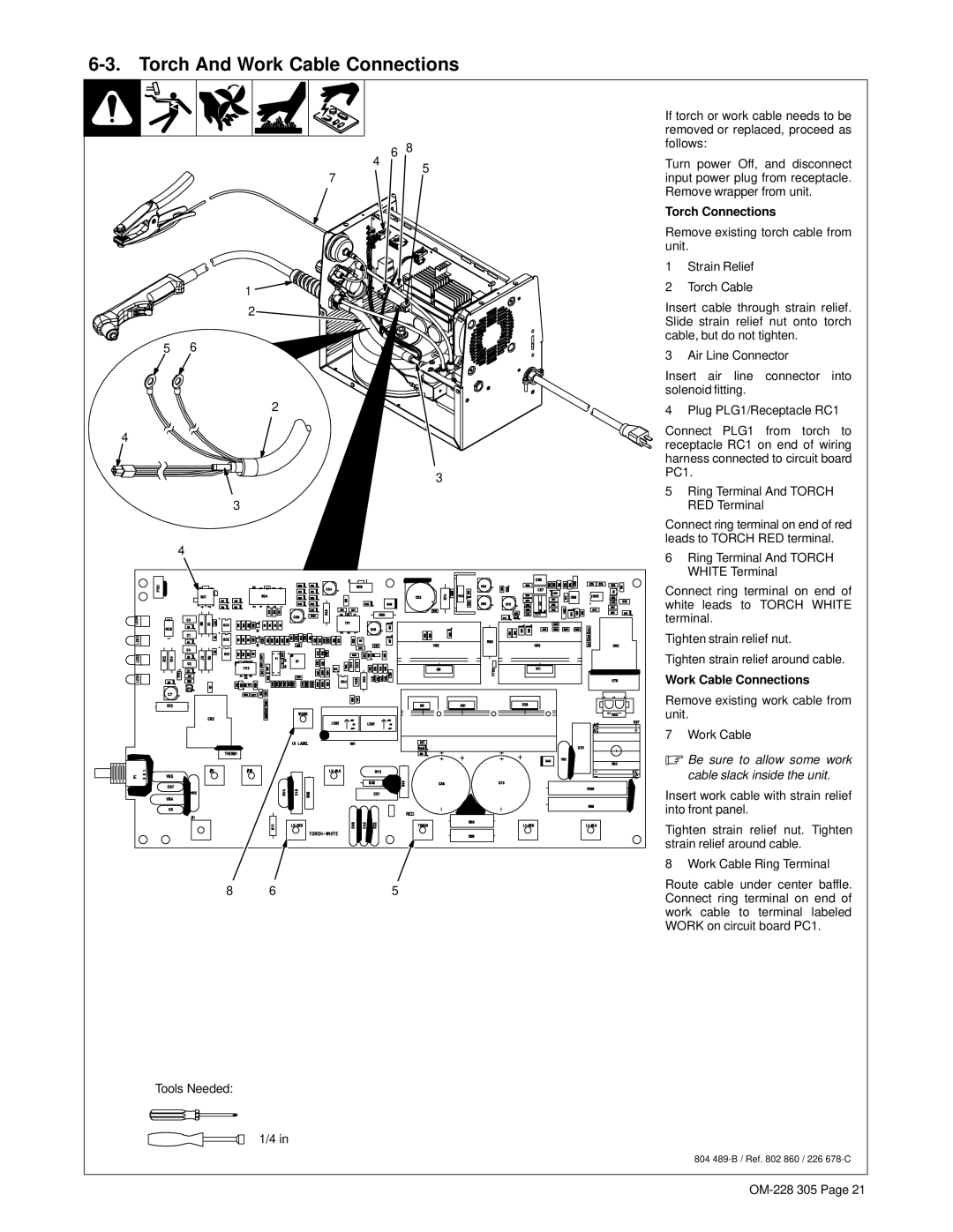 Miller Electric pmn warranty Torch And Work Cable Connections, Torch Connections 