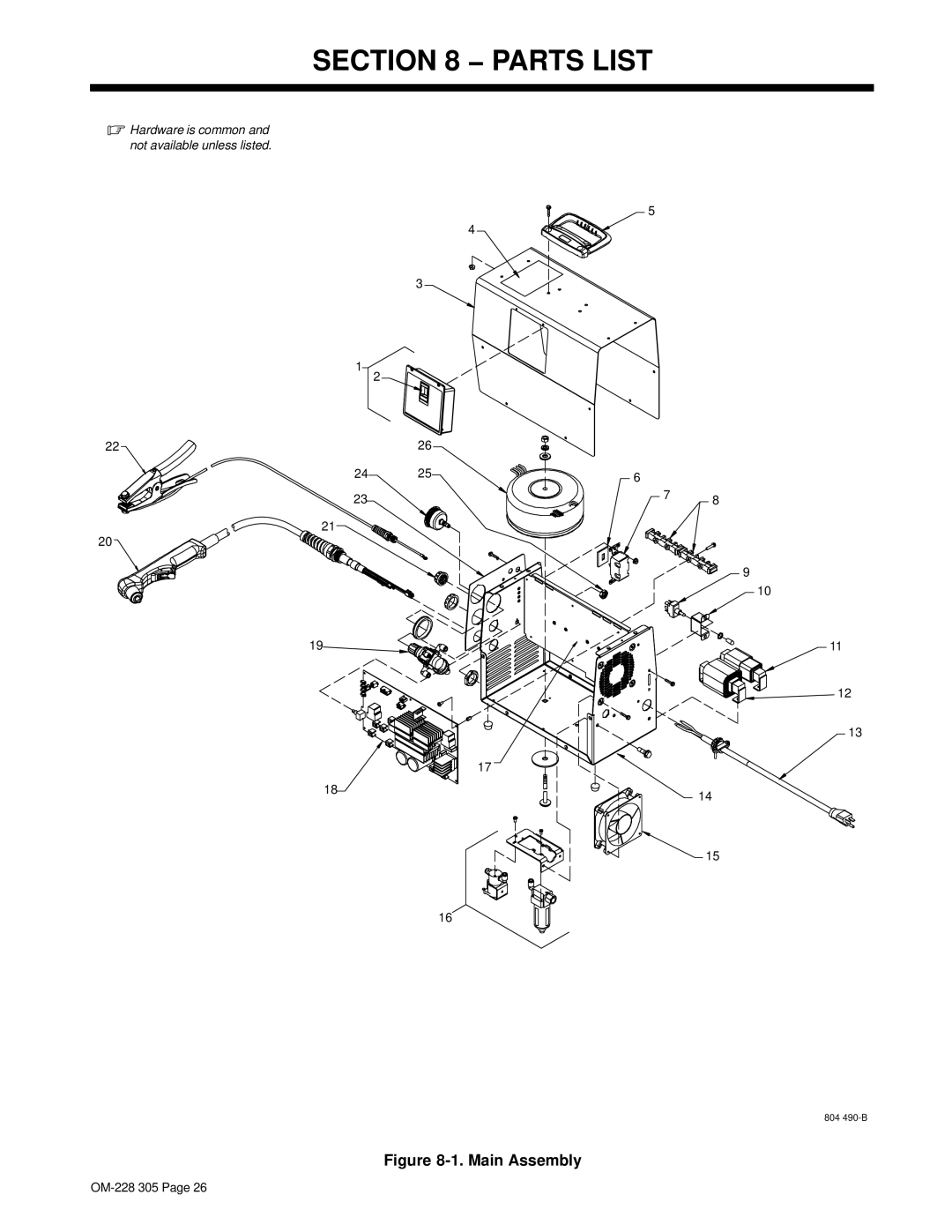 Miller Electric pmn warranty Parts List, Main Assembly 